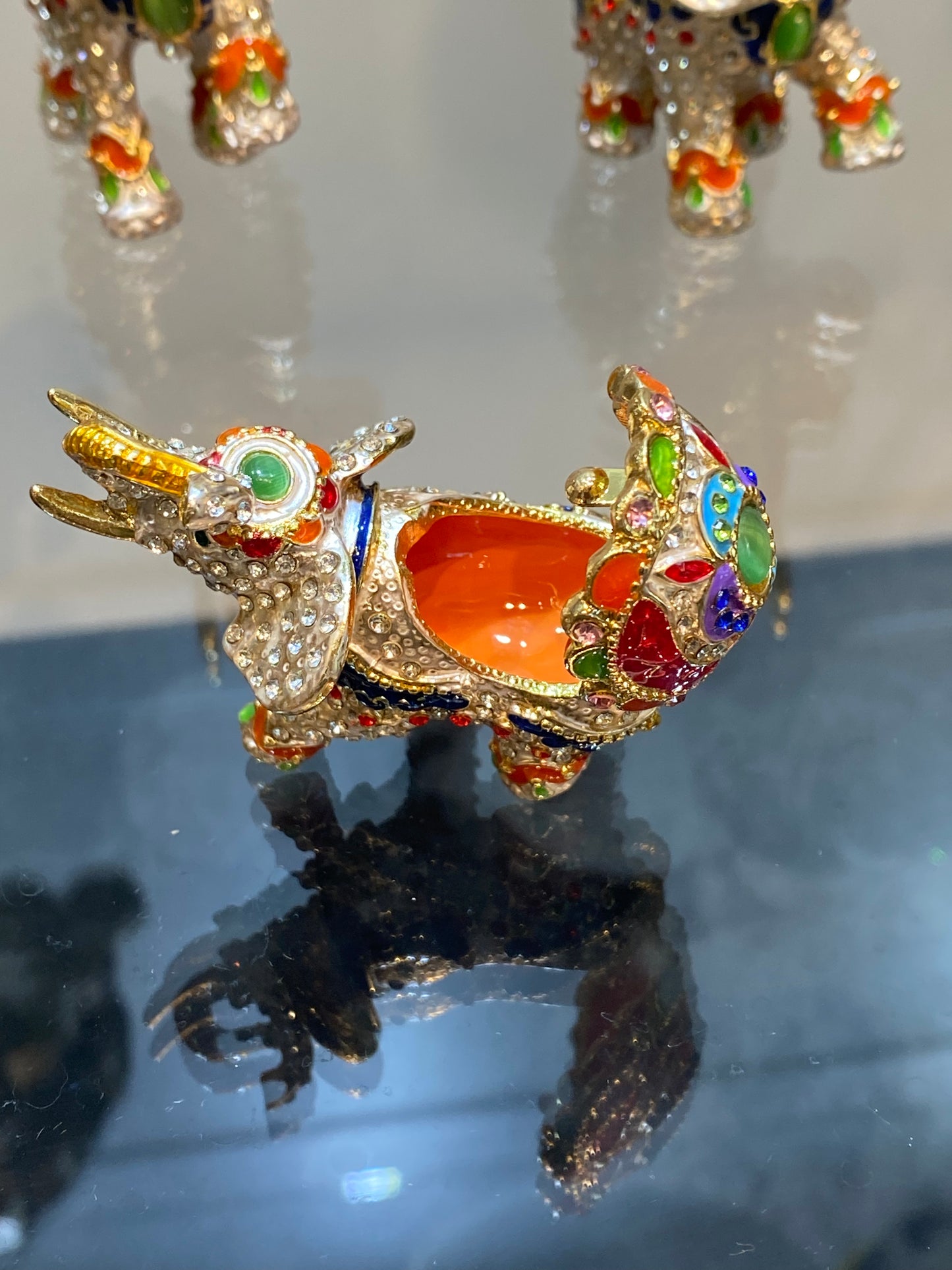 Elephant Bejeweled Small Colorful Stones Trinket Box