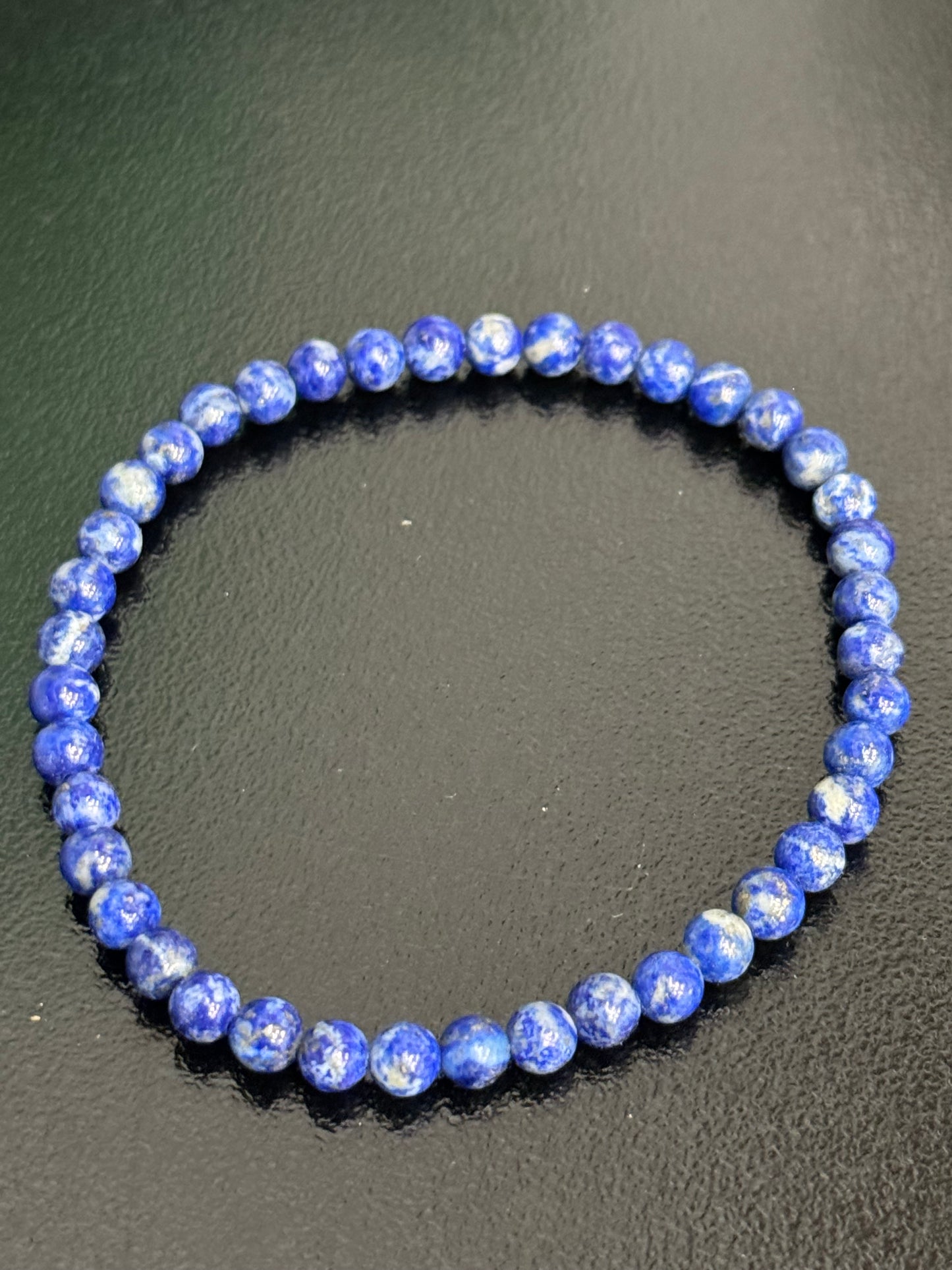 Lapis Lazuli Round Beaded Gemstone Bracelet 4mm