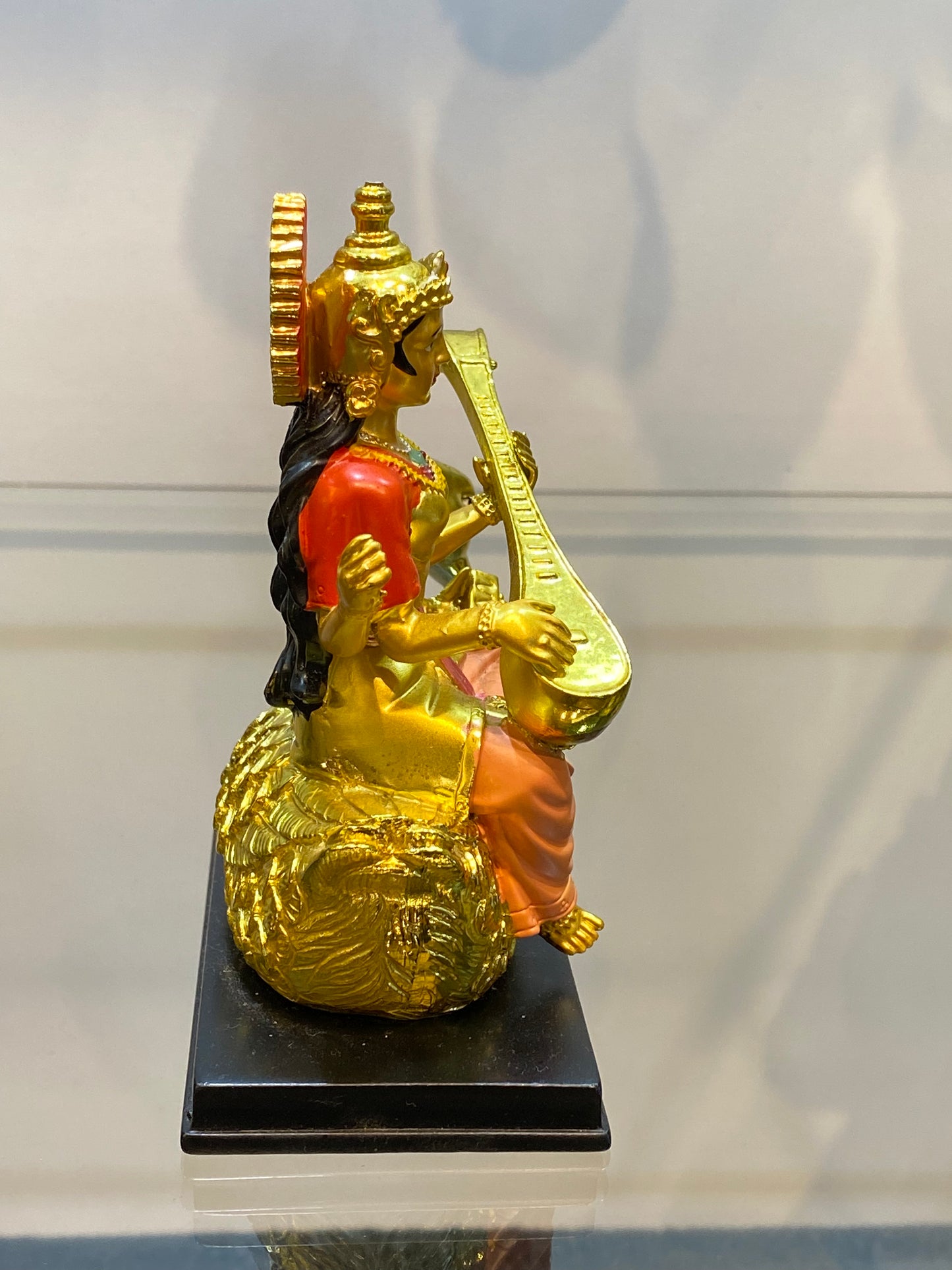 Feng Shui Colored Golden Saraswati on Swan