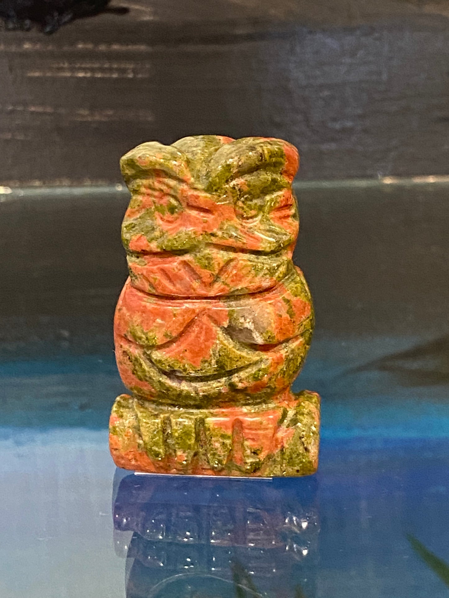 Unakite Polished Hand Carved Spirit Animal Owl