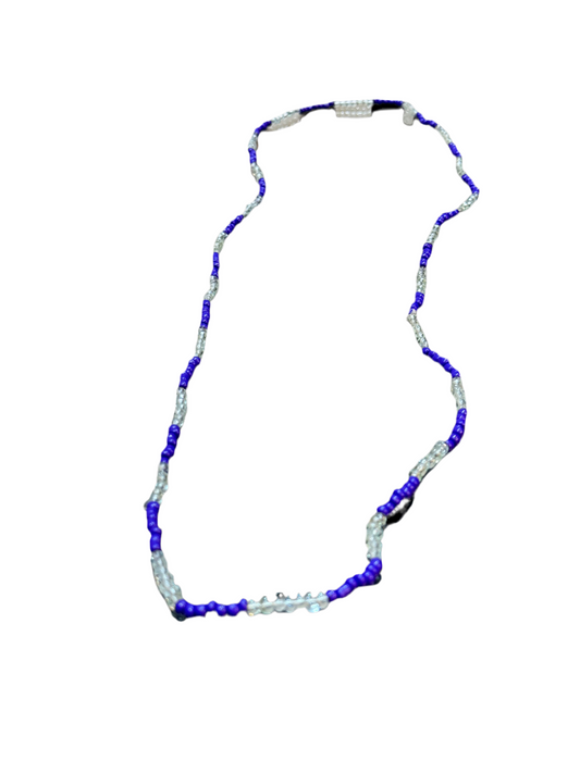 Orisha Olokun Handmade Beaded Purple and Clear Long Necklace