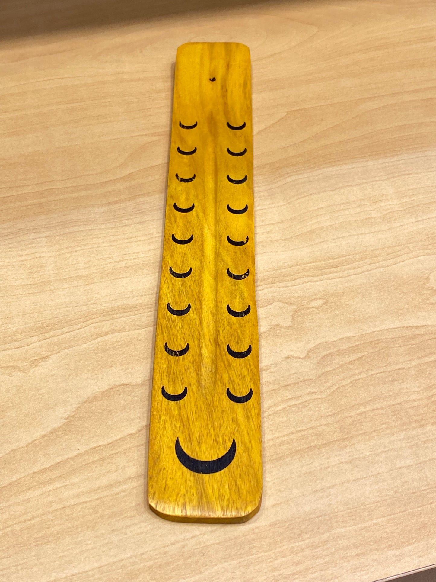 Wooden Incense Stick Holder Crescent Moon (Yellow)