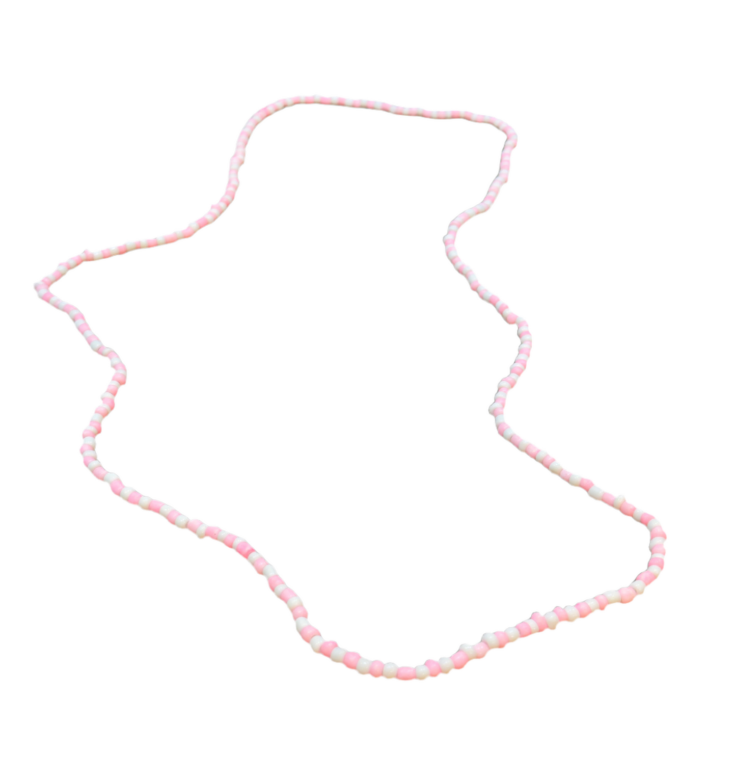 Orisha Obba Handmade Beaded Pink and White Long Necklace