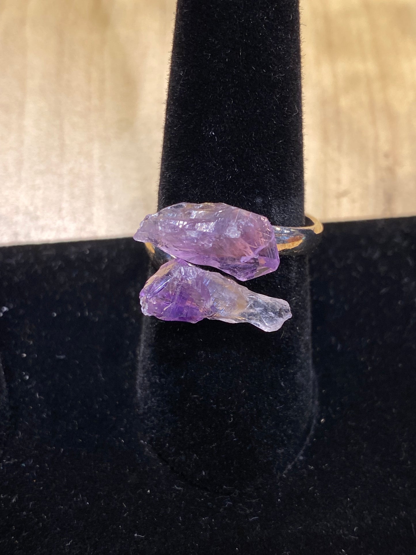 Raw Amethyst Adjustable Silver Ring