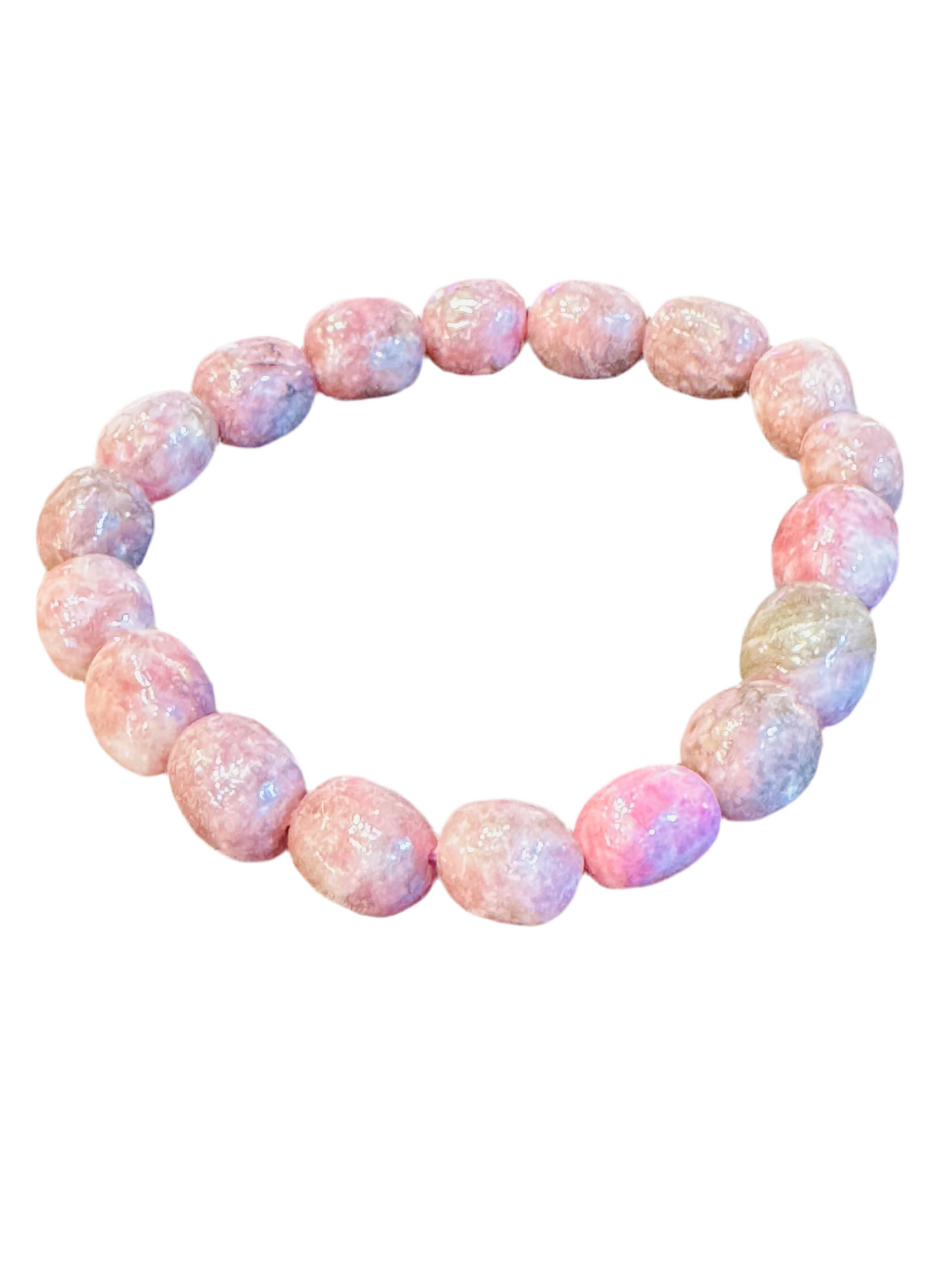 Lepidolite Tumbled Free-Form Beaded Bracelet 7 mm