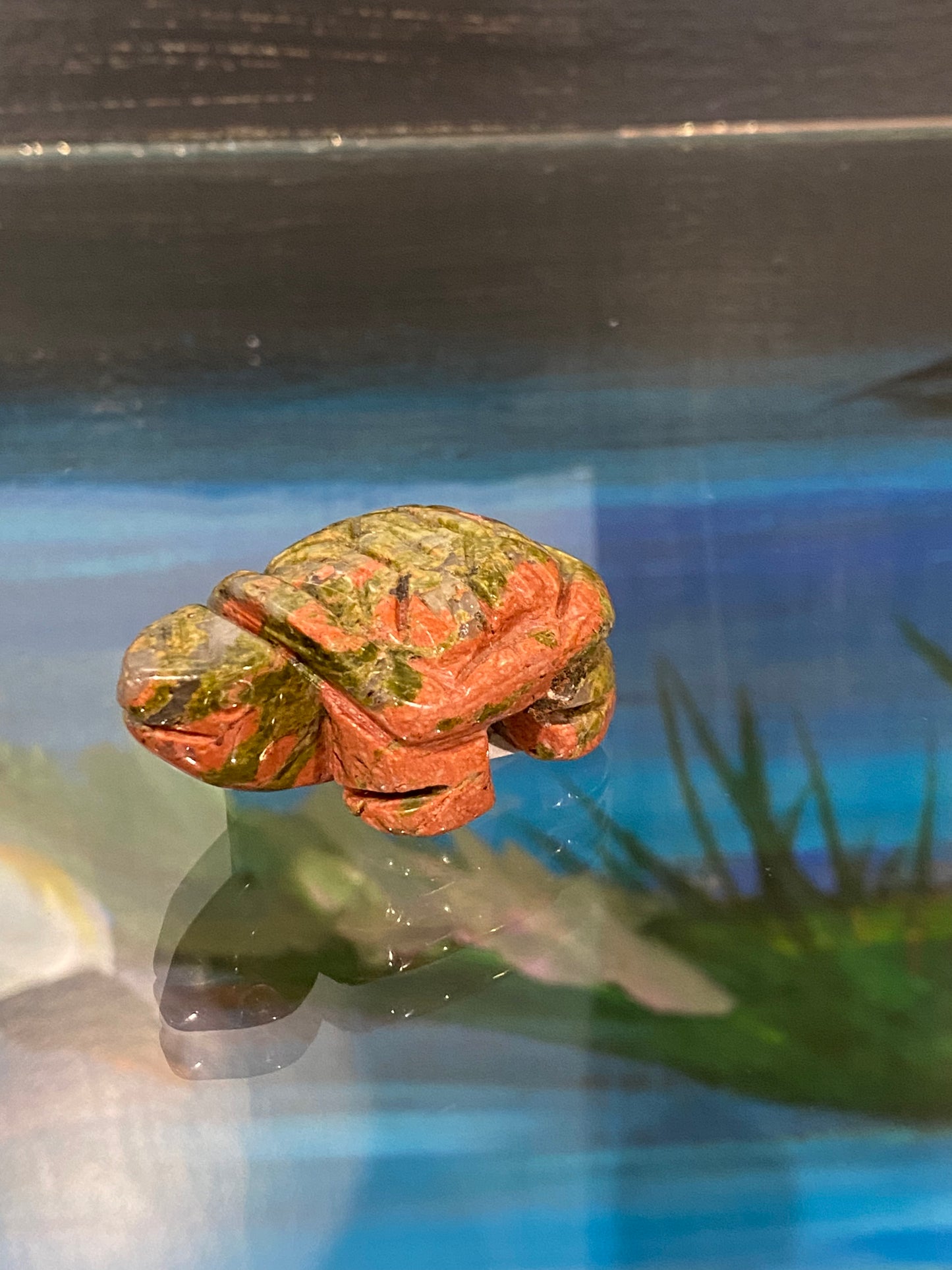 Unakite Spirit Animal Turtle Polished Hand Carved