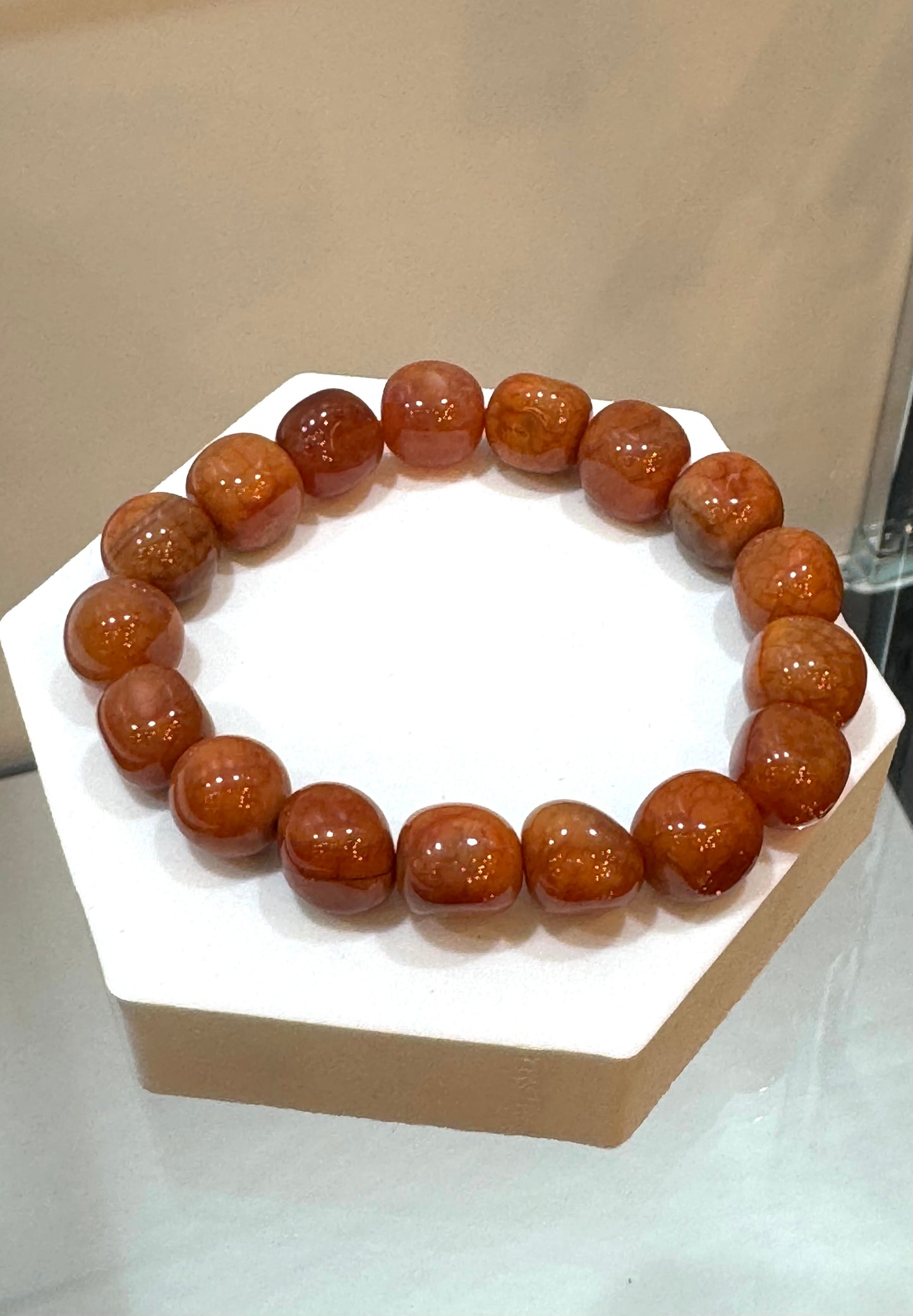 Carnelian Polished Stretch 10mm Free-Form Beaded Bracelet