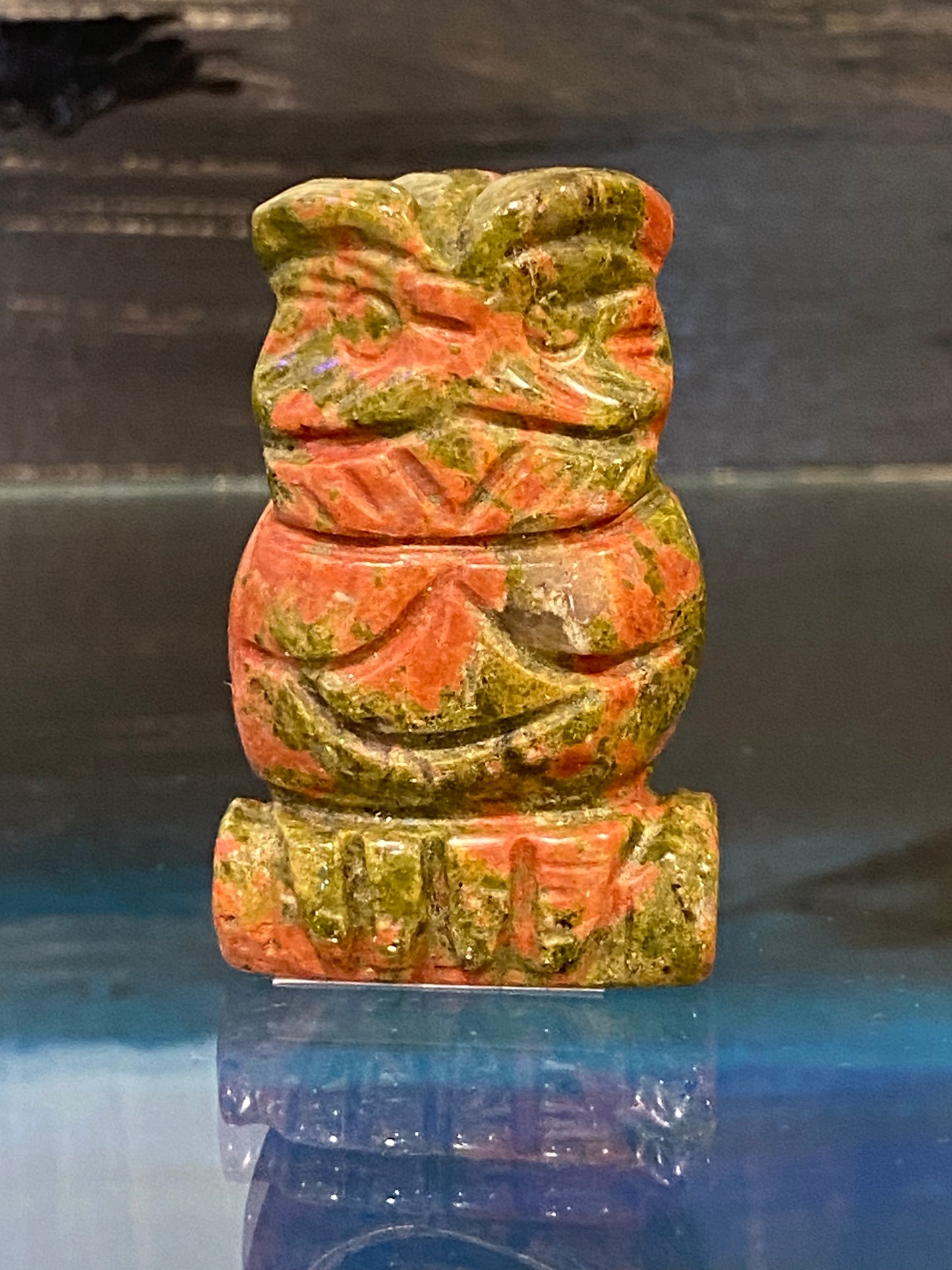 Unakite Polished Hand Carved Spirit Animal Owl