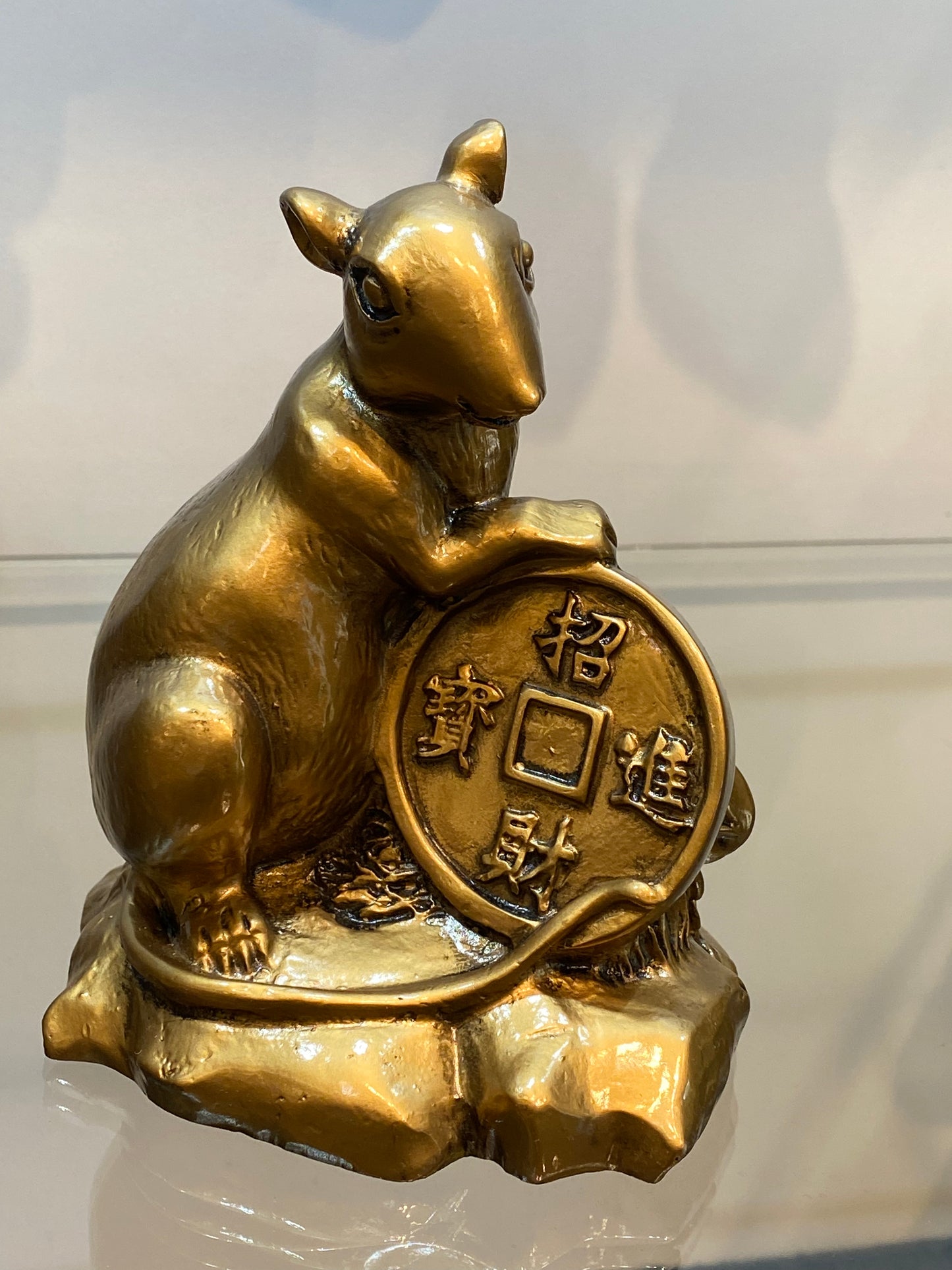 Feng Shui Golden Rat holding Chinese Coin with Wealth has arrived