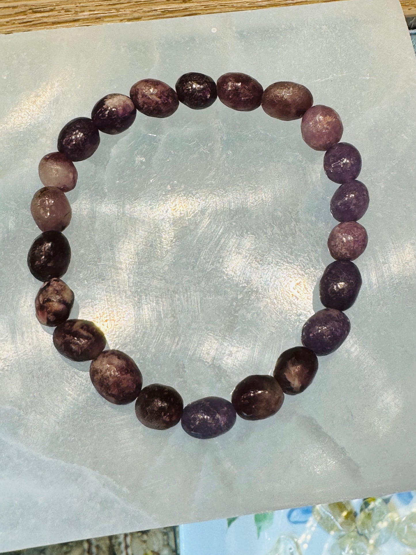 Lepidolite Nugget Beaded Stretch Gemstone Bracelet 5 mm