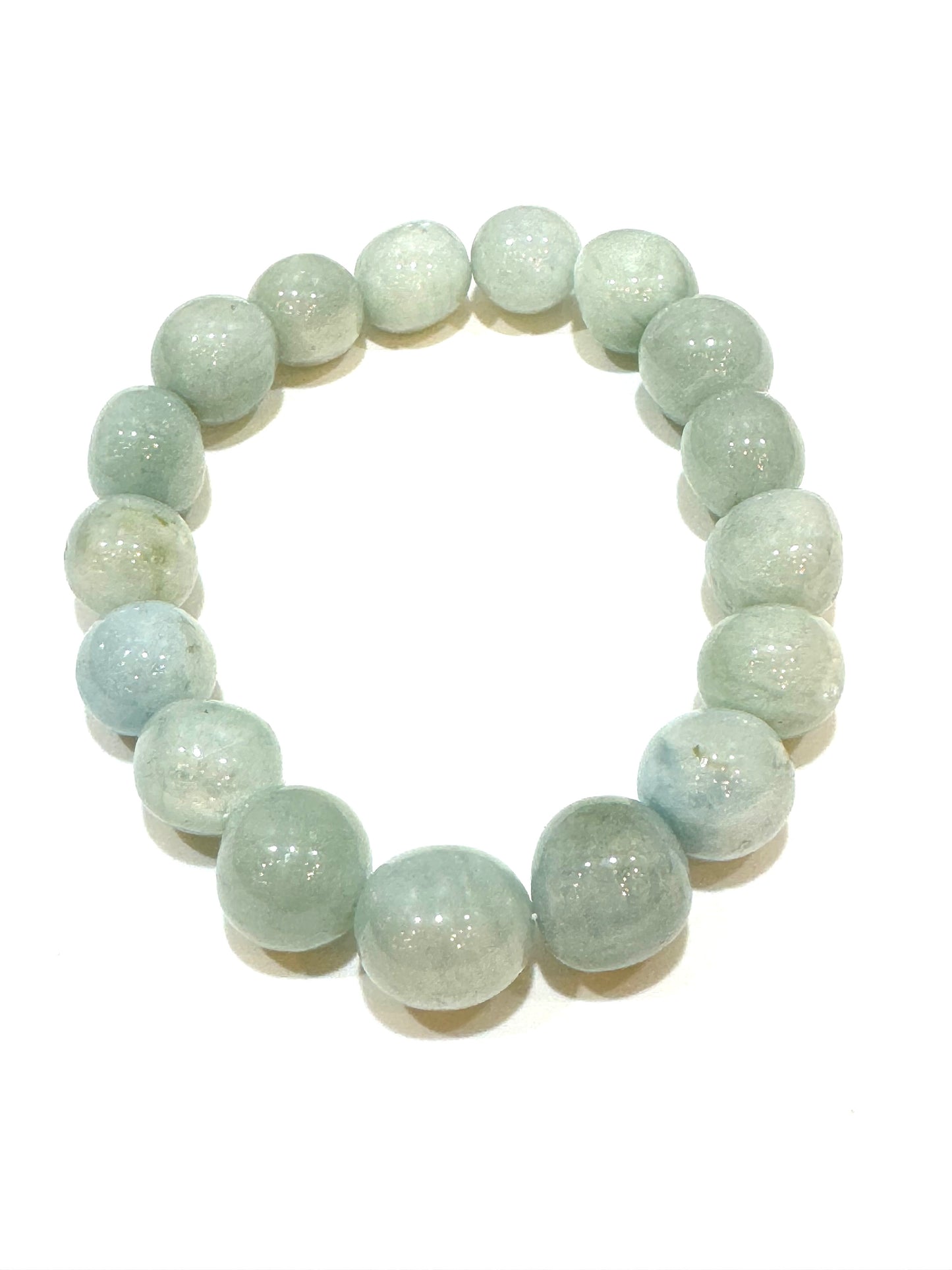 Aquamarine Free-Form Polished 10mm Beaded Bracelet