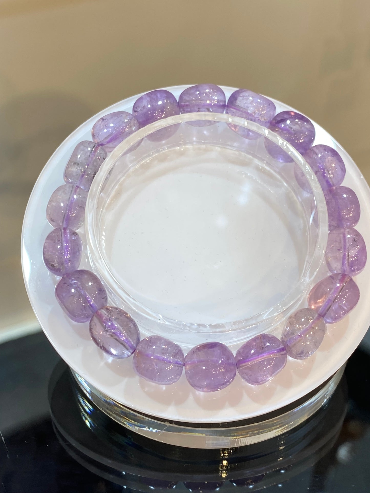 Amethyst Faceted Nugget Beaded Stretch Bracelet 8-10mm