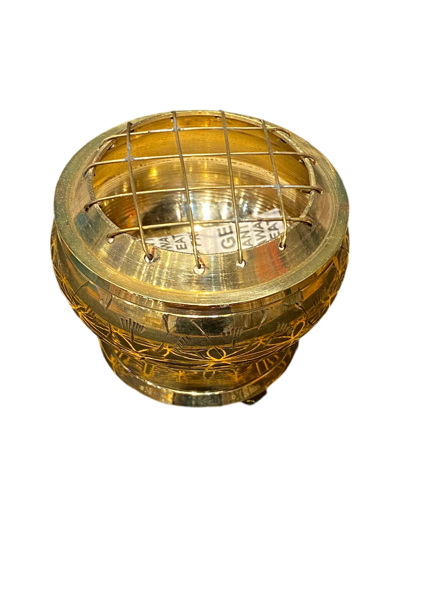 Brass Charcoal Burner Flower Engraved 