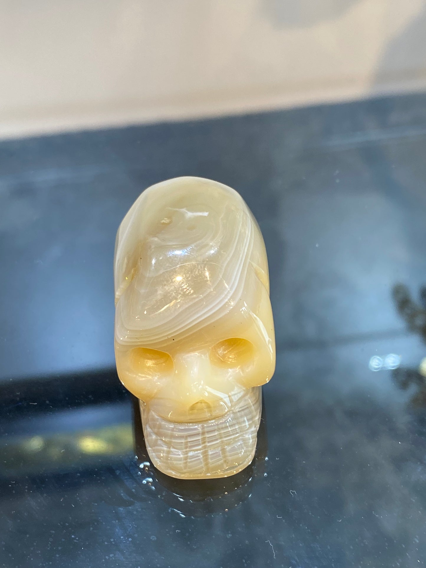 Polished Hand Carved Agate Crystal Skull Small