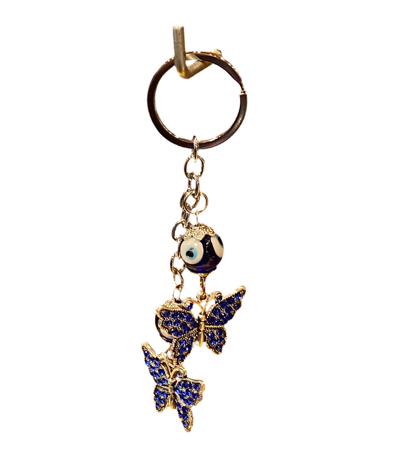 Evil Eye Double Butterfly Key Chain