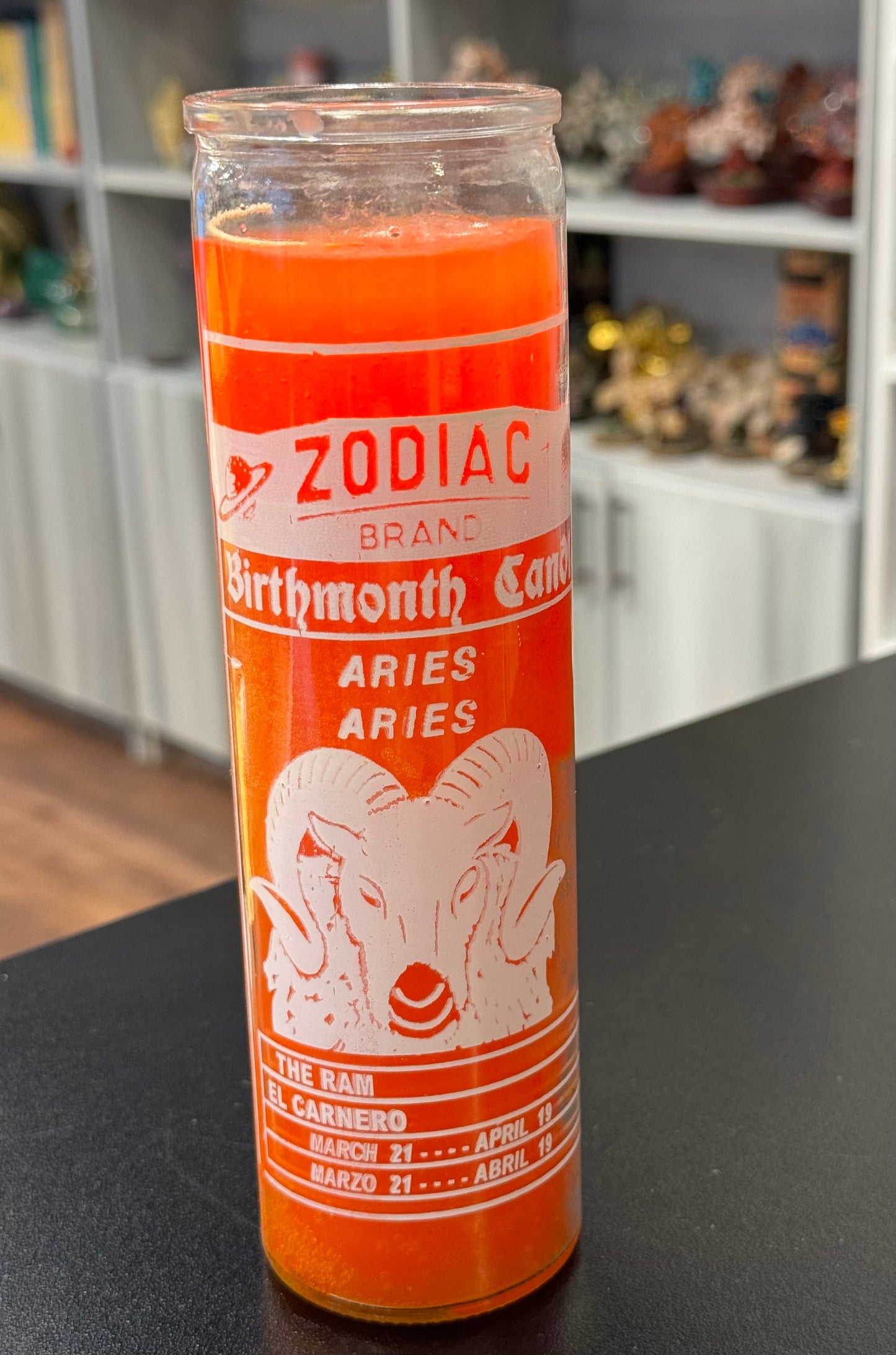 Zodiac Aries 7 Day Candle, Pink/Orange