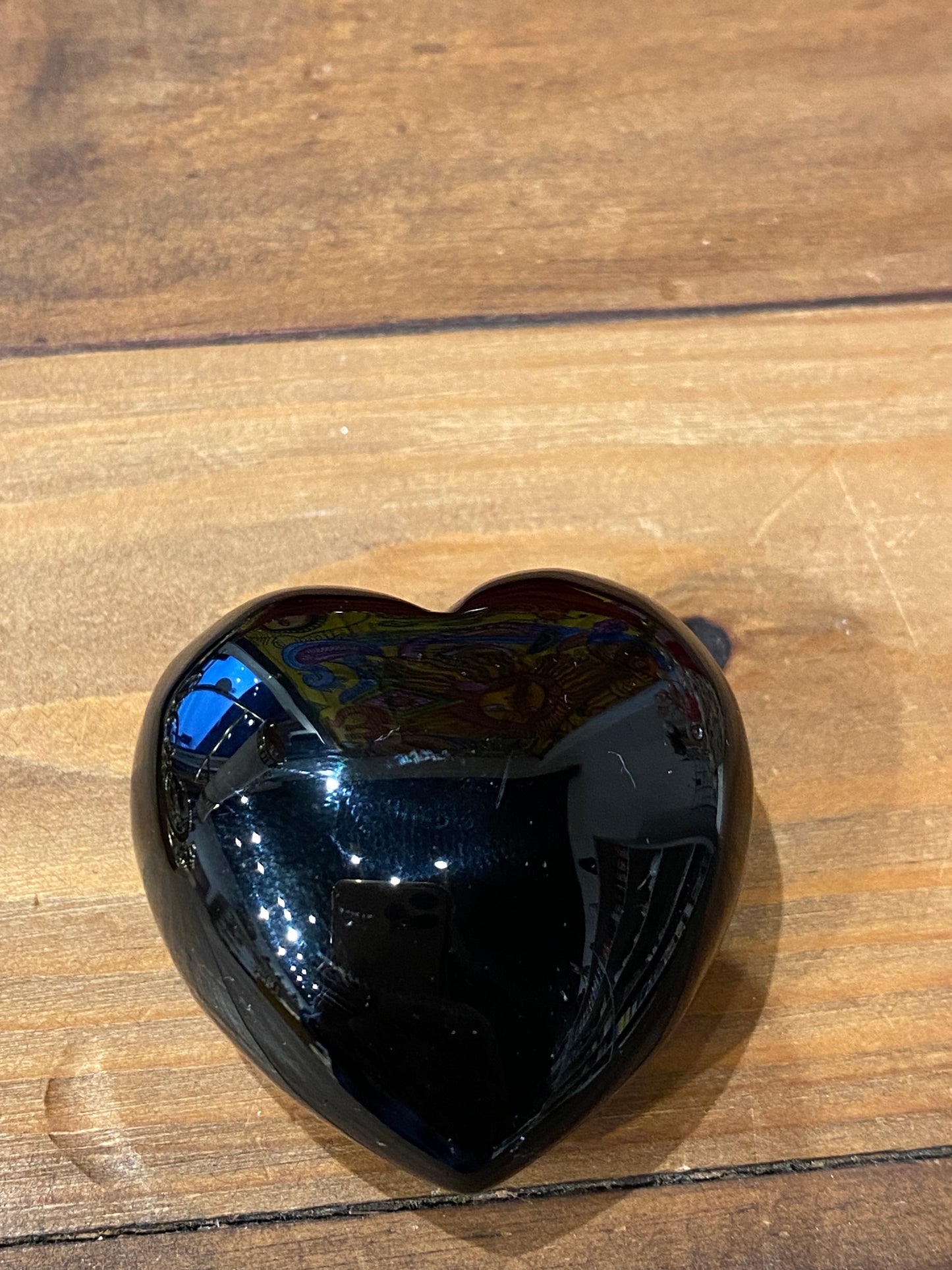 Shungite Hand Carved Polished Palm Stone Heart