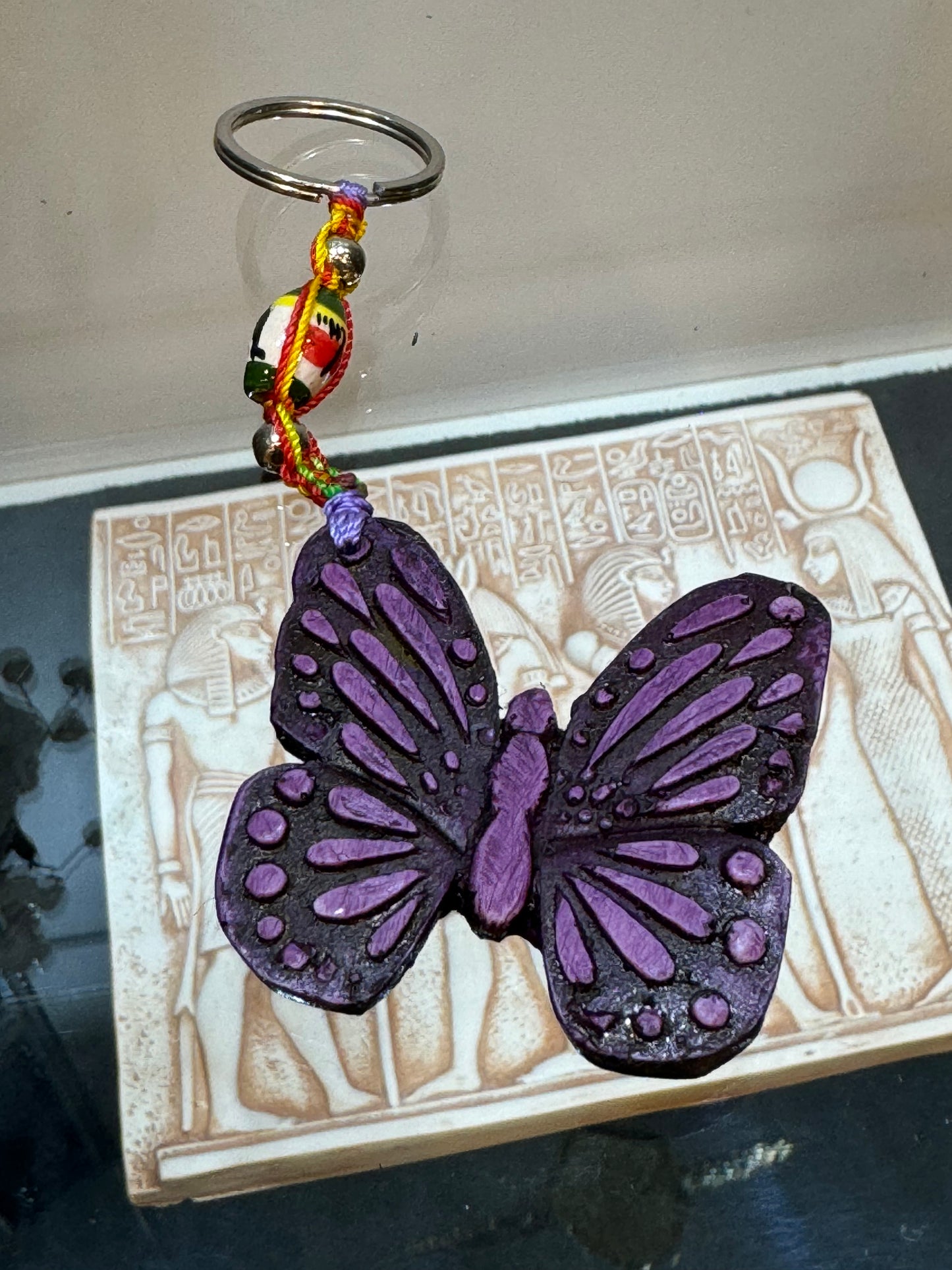 Purple Butterfly Animal Durepox Resin Figurine Keychain