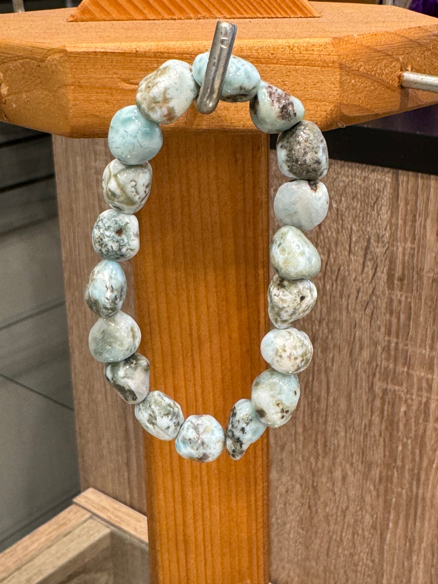 Larimar Natural Nugget Beaded Stretch Bracelet