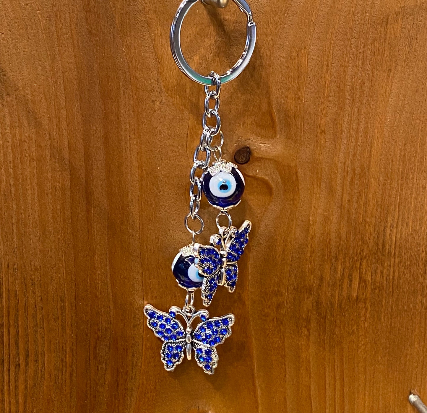 Evil Eye Double Butterfly Key Chain