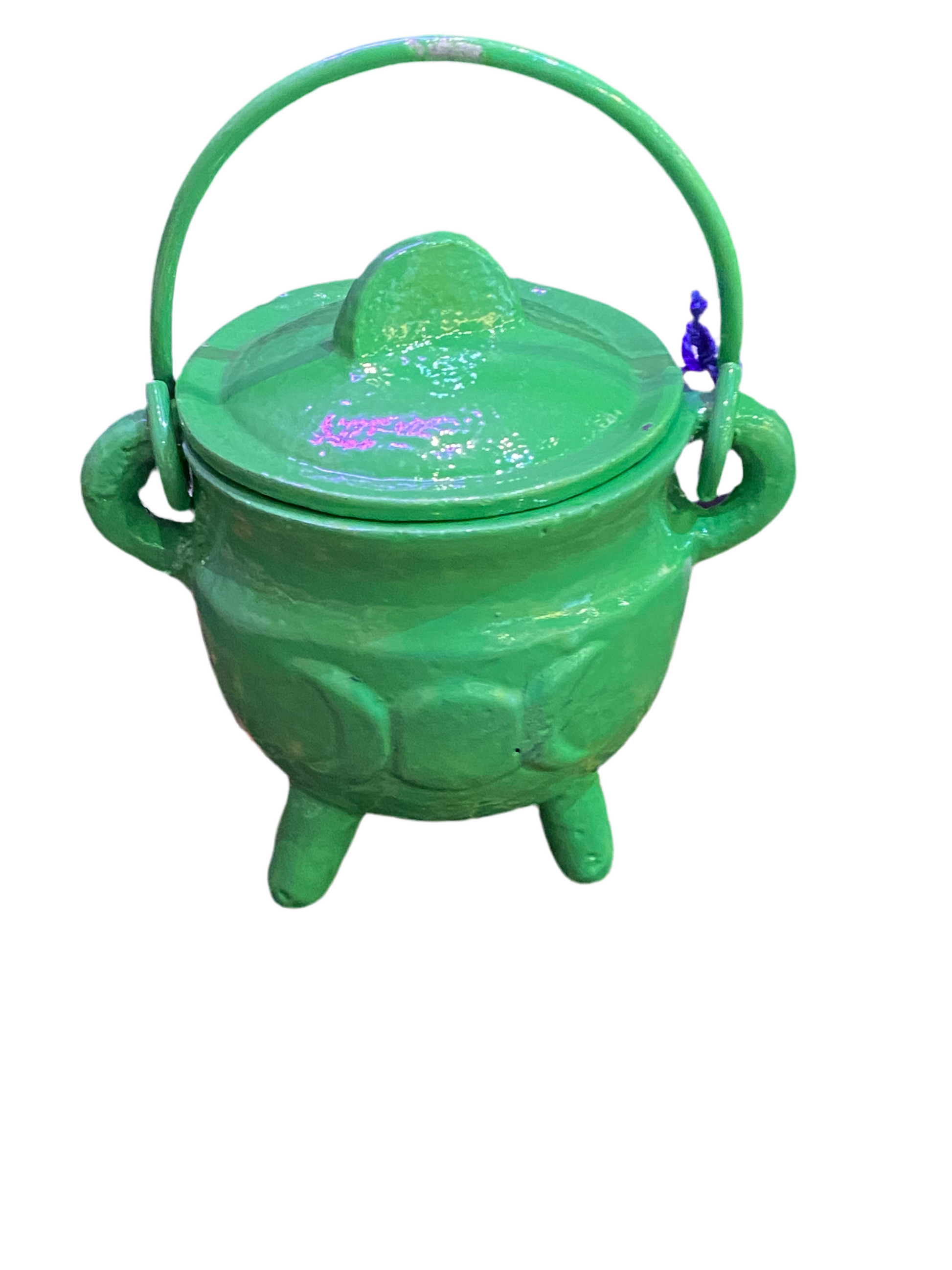 Green Triple Moon Cast Iron Cauldron