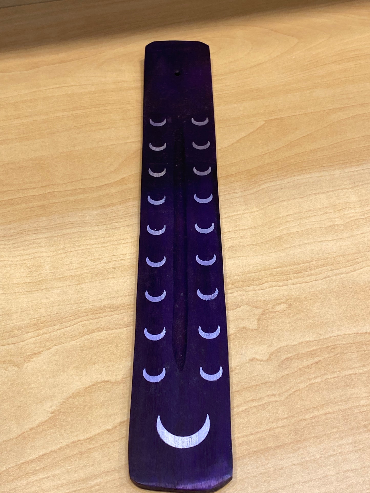 Wooden Incense Stick Holder Crescent Moon (Purple)