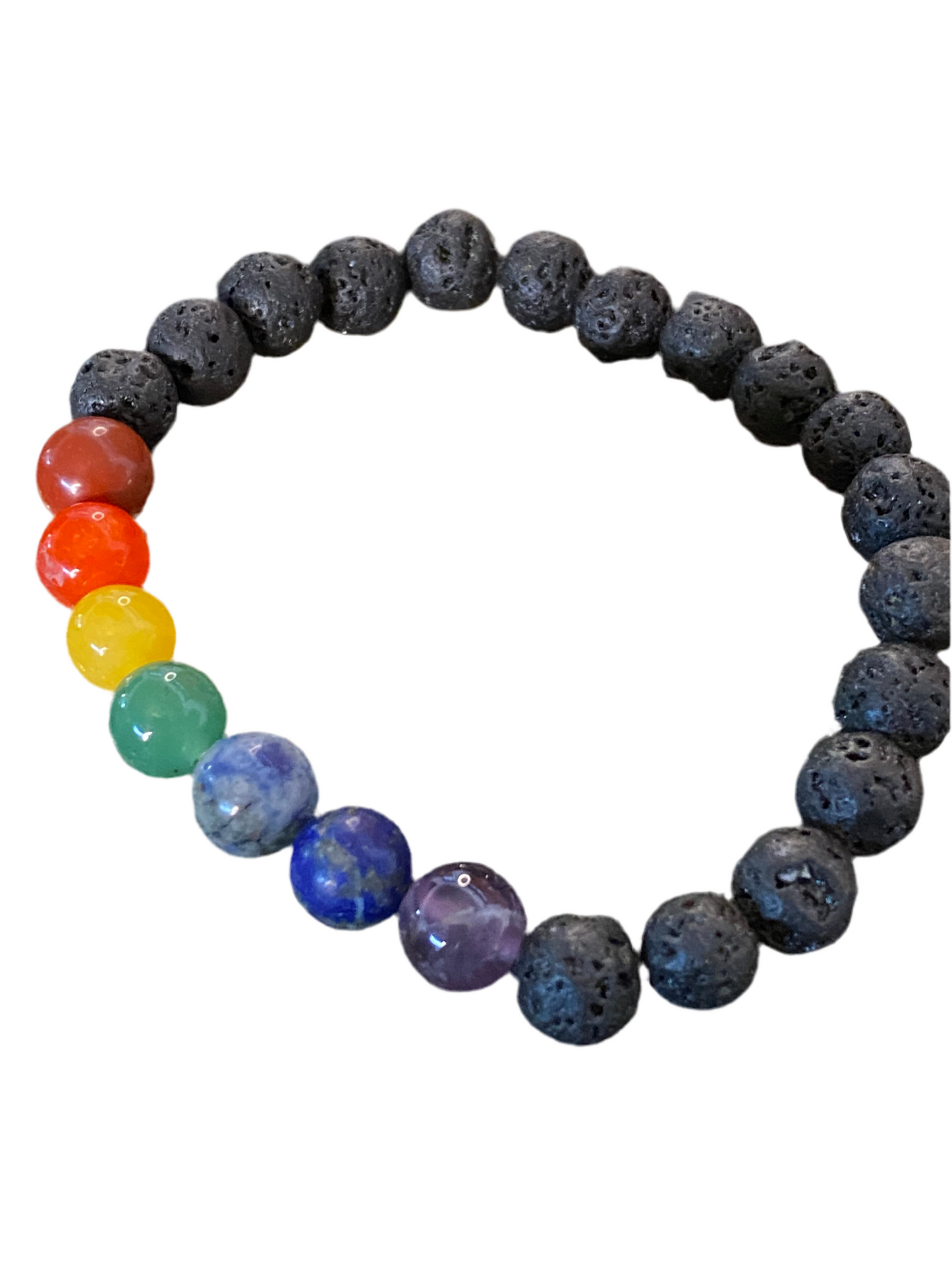 Lava Rock 7 Chakra Beaded String Bracelet