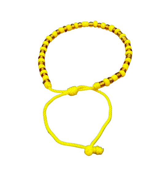 Orisha Oshun Handmade Beaded Pull String Bracelet Amber Gold and Yellow