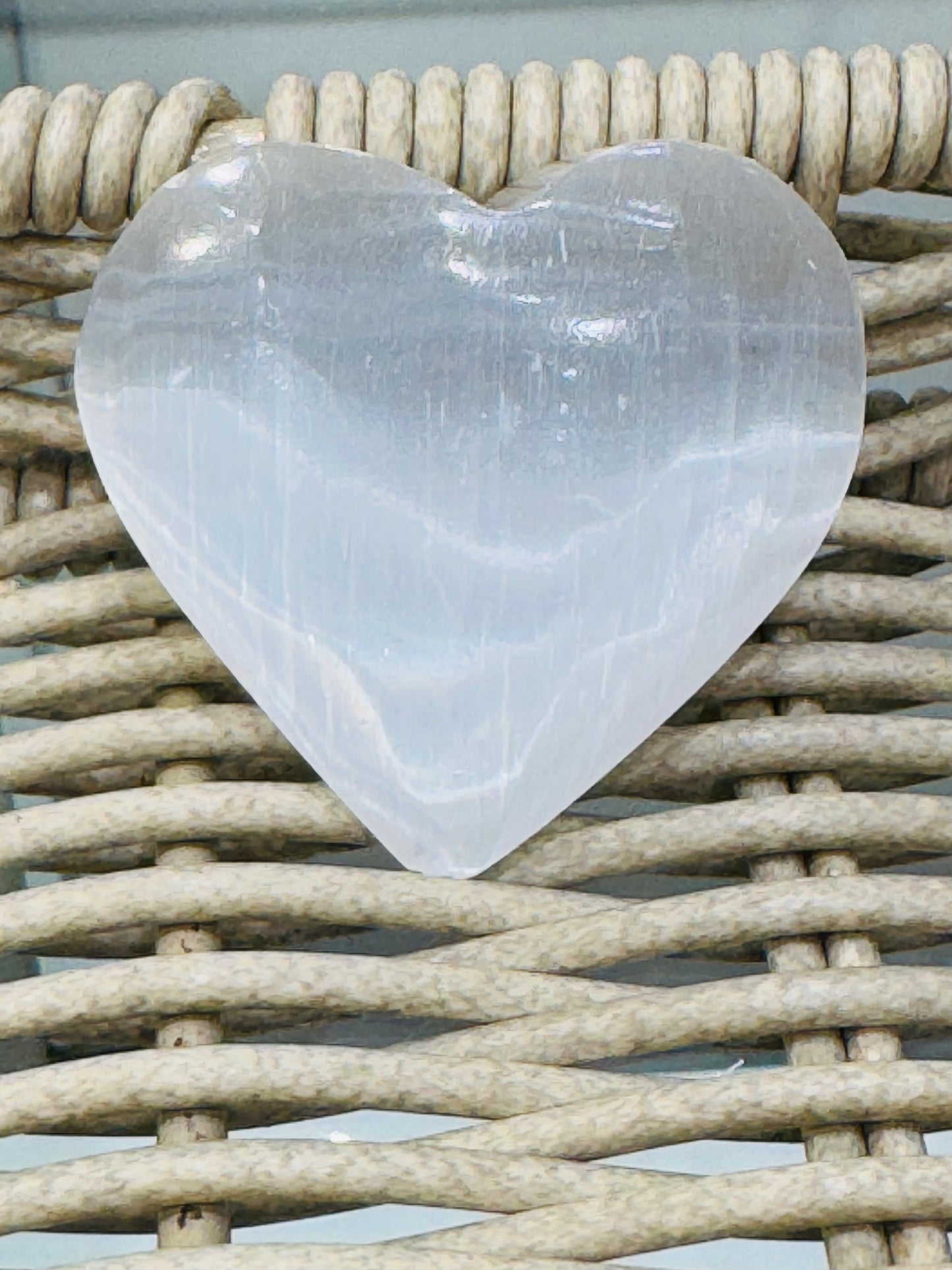 Selenite Heart Palm Stone Medium Size 1pc