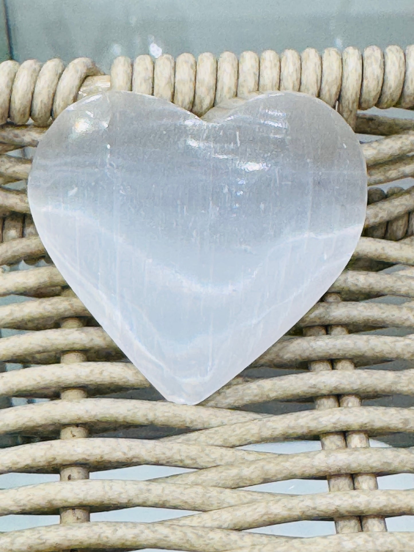 Selenite Heart Palm Stone Medium Size 1pc