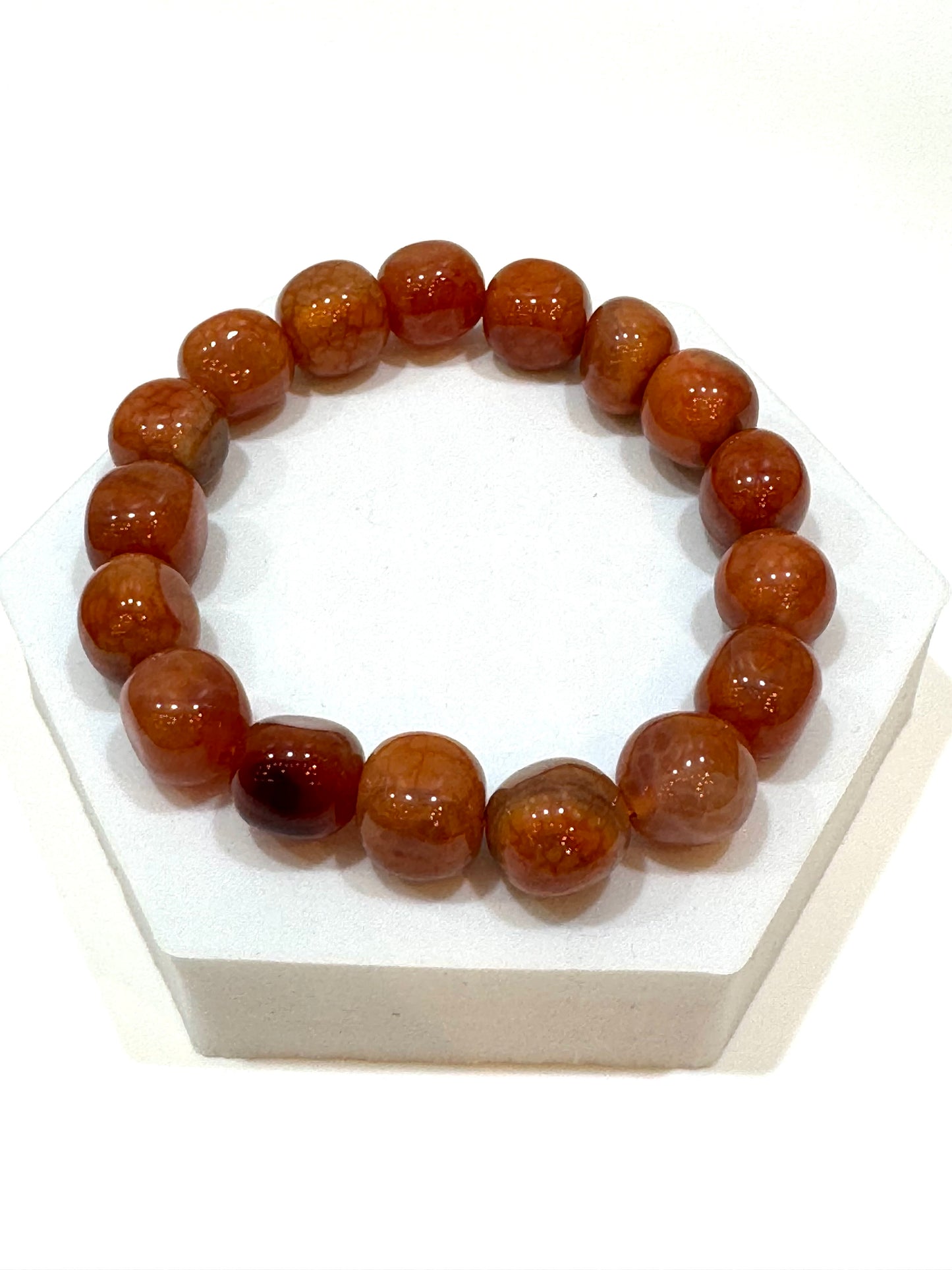 Carnelian Polished Stretch 10mm Free-Form Beaded Bracelet