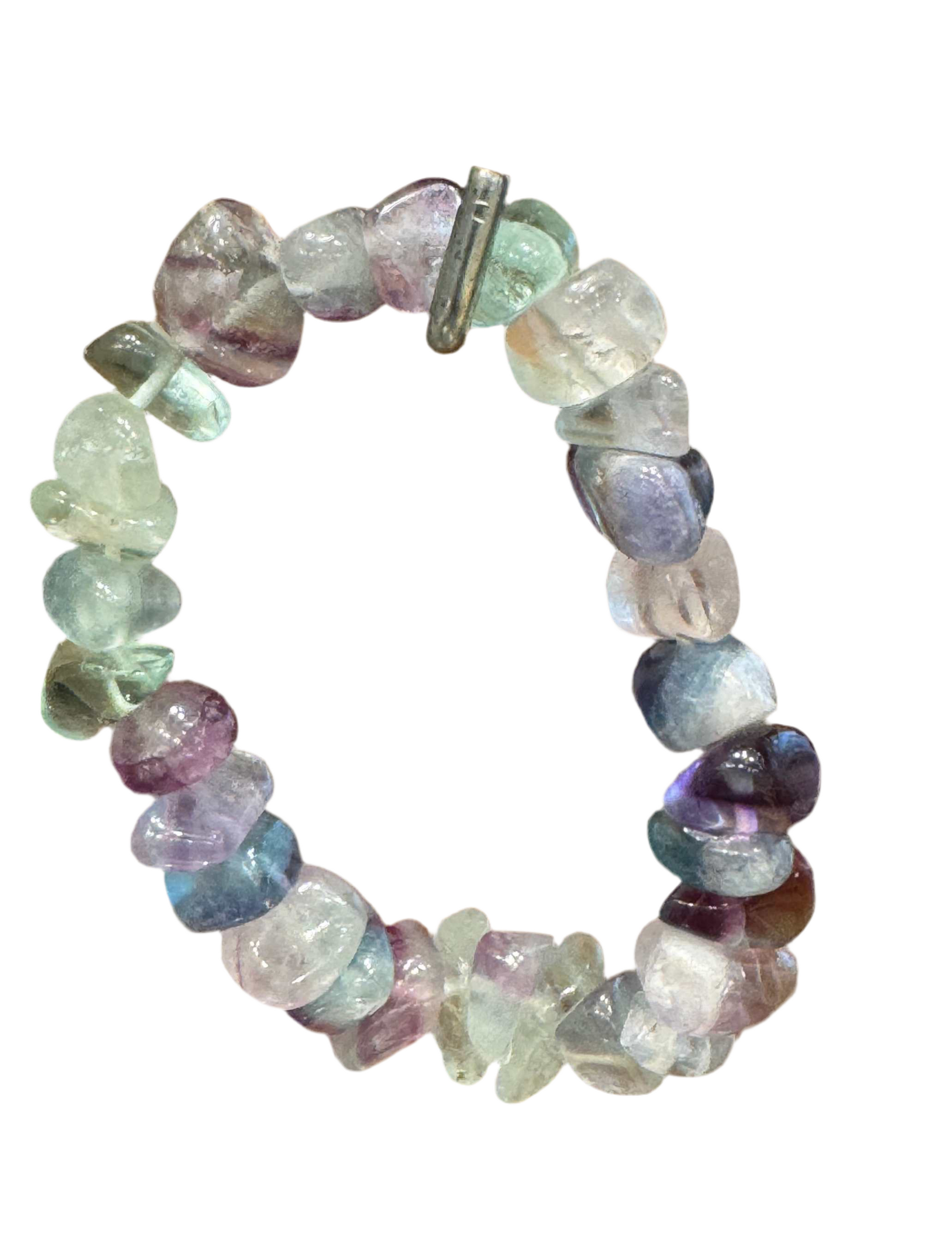 Rainbow Fluorite Tumbled Bracelet with polished stones for clarity and balance.
