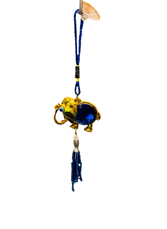 Evil Eye Golden Elephant Hanging Car Ornament