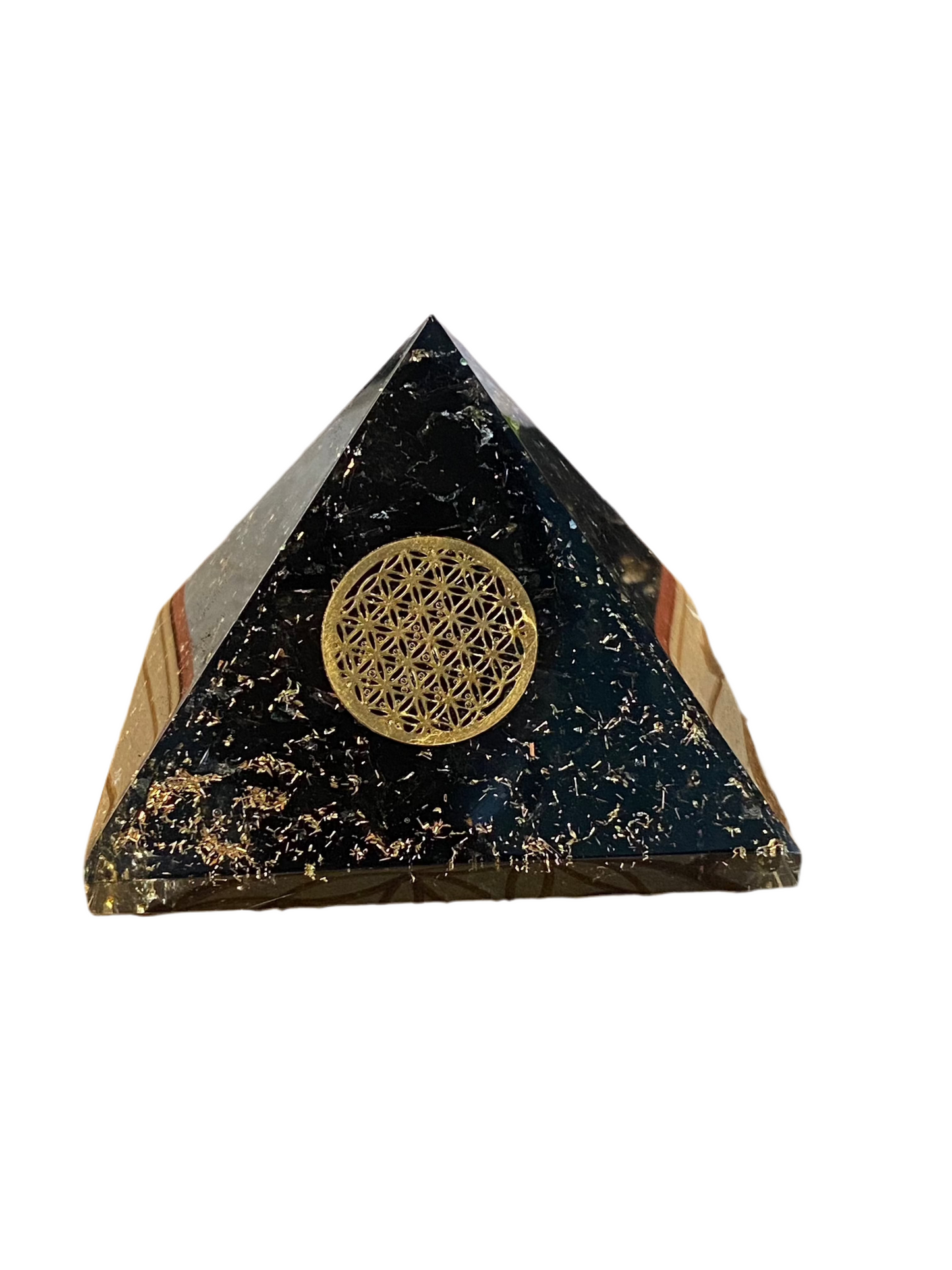 Orgonite Pyramid Black Tourmaline Flower of Life 