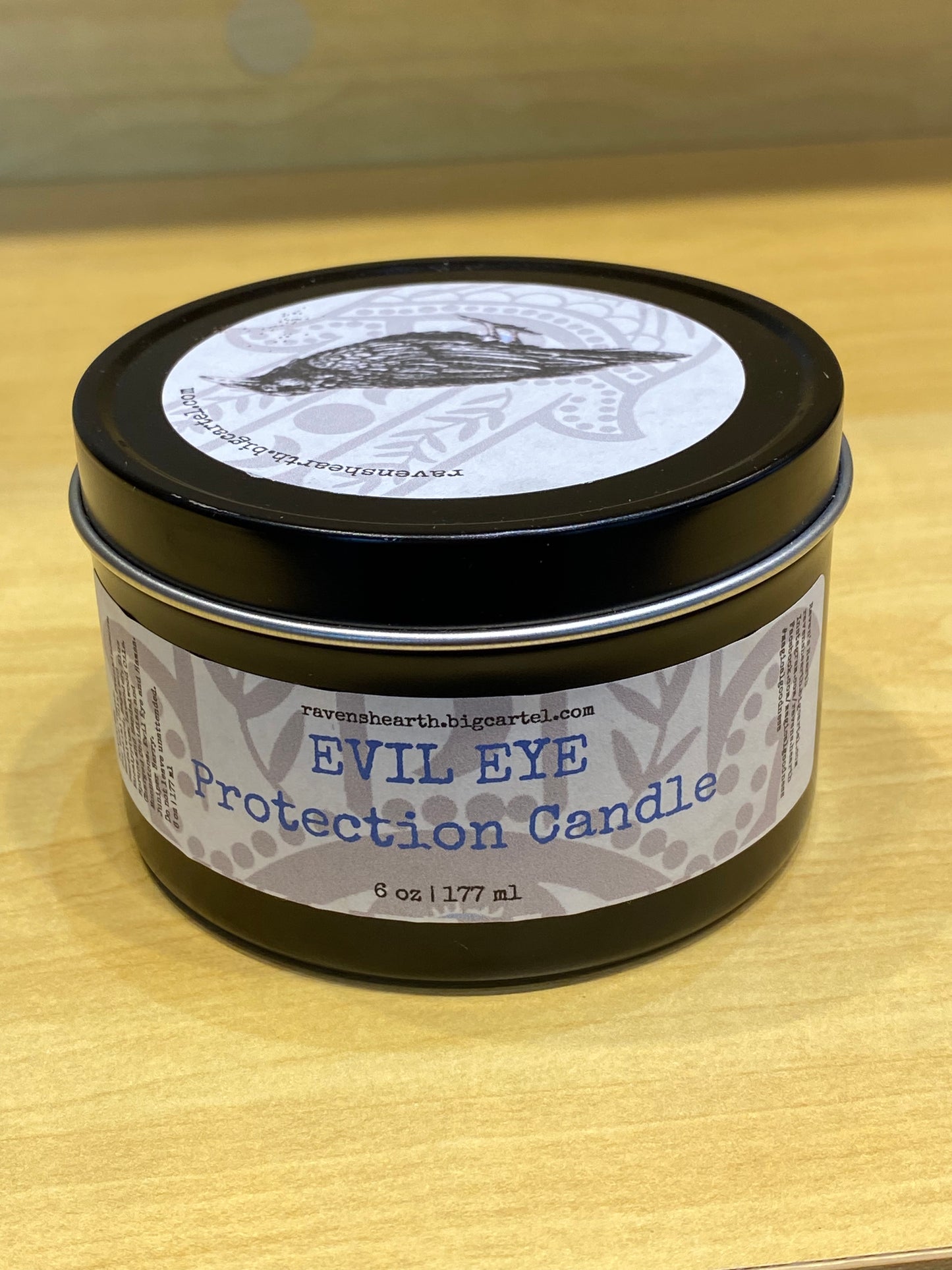 Evil Eye Crystal Protection Candle 
Raven's Hearth