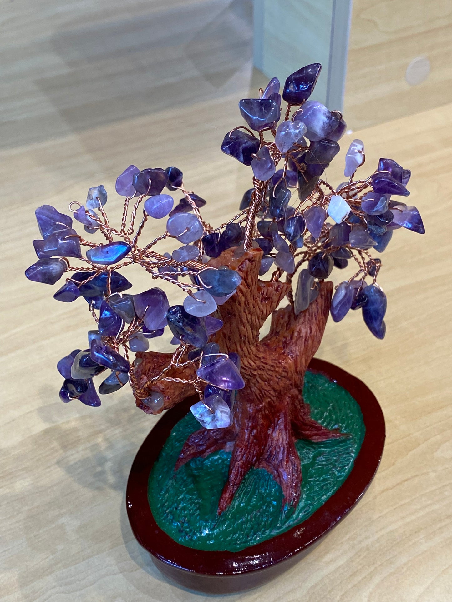 Feng Shui Bonsai Amethyst Tree In Red Tub