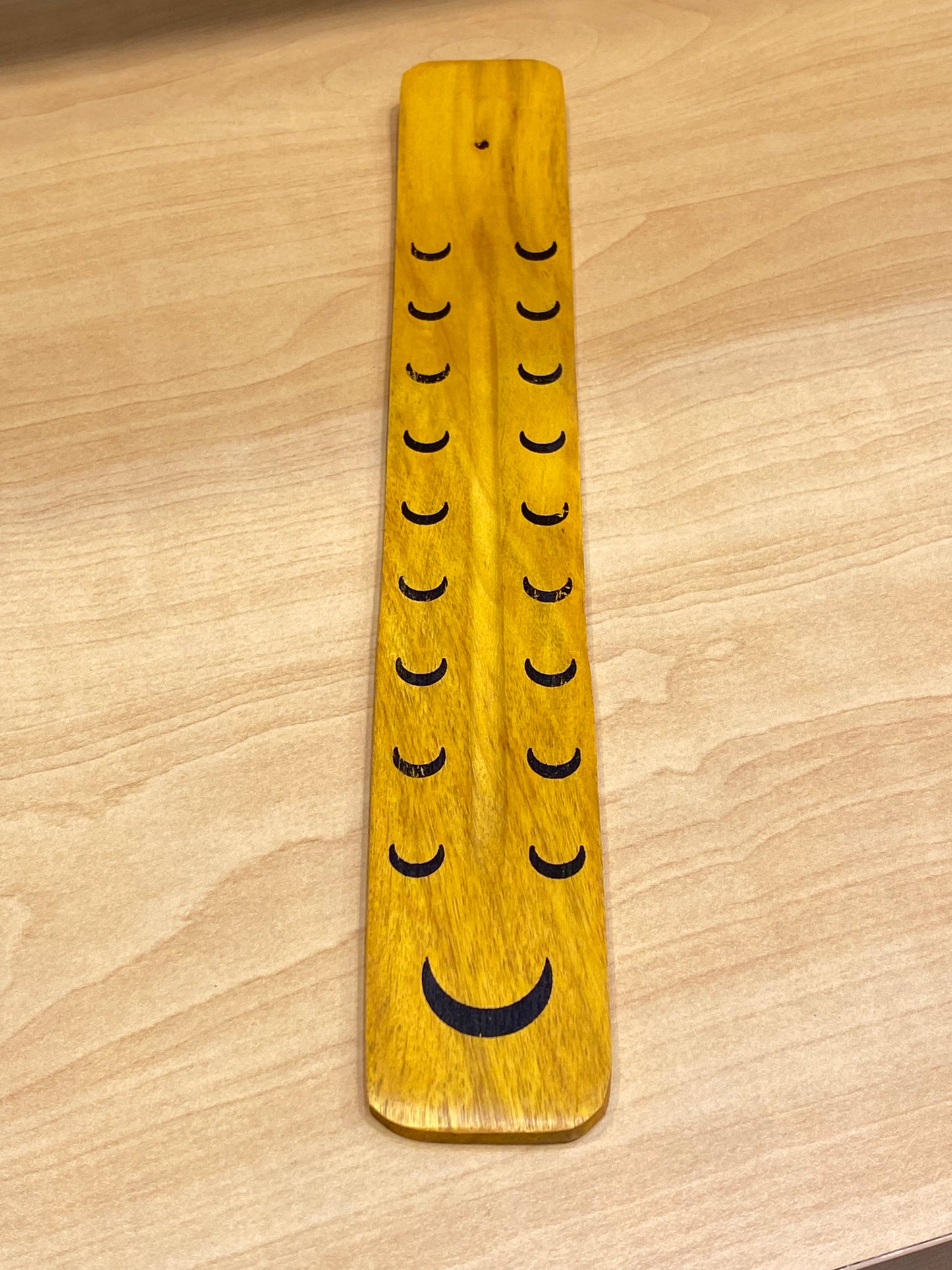 Wooden Incense Stick Holder Crescent Moon (Yellow)
