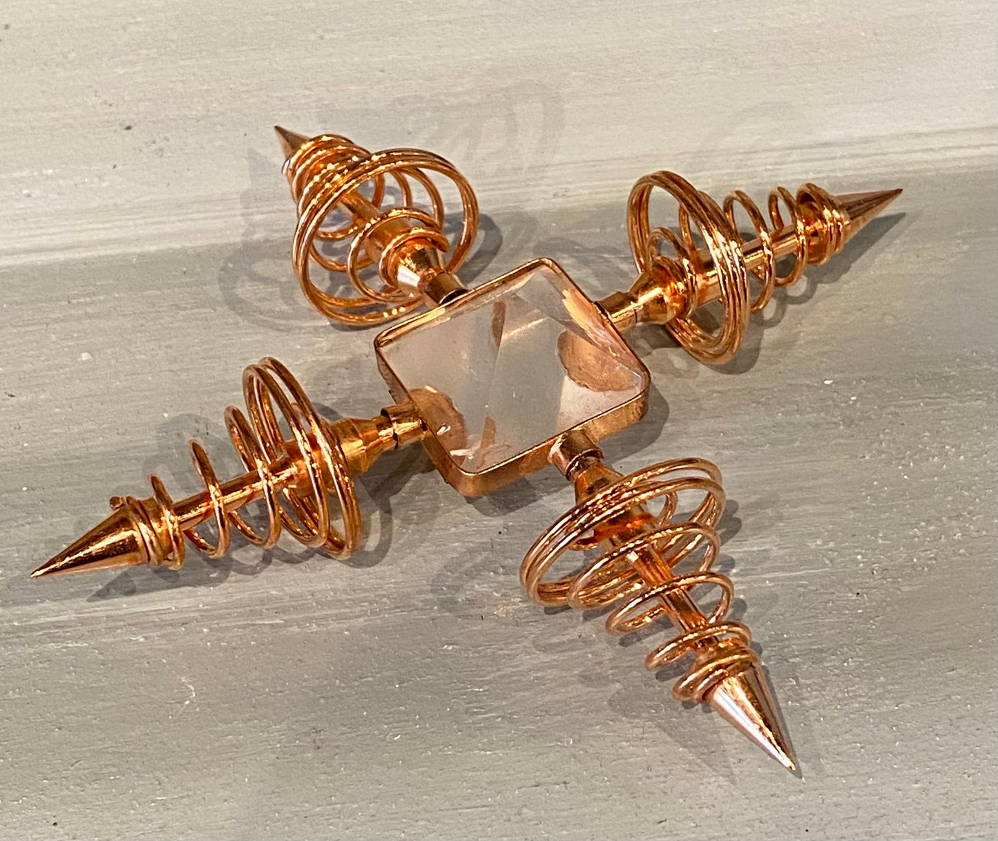 Copper Spiral and  Clear Quartz Pyramid Generator