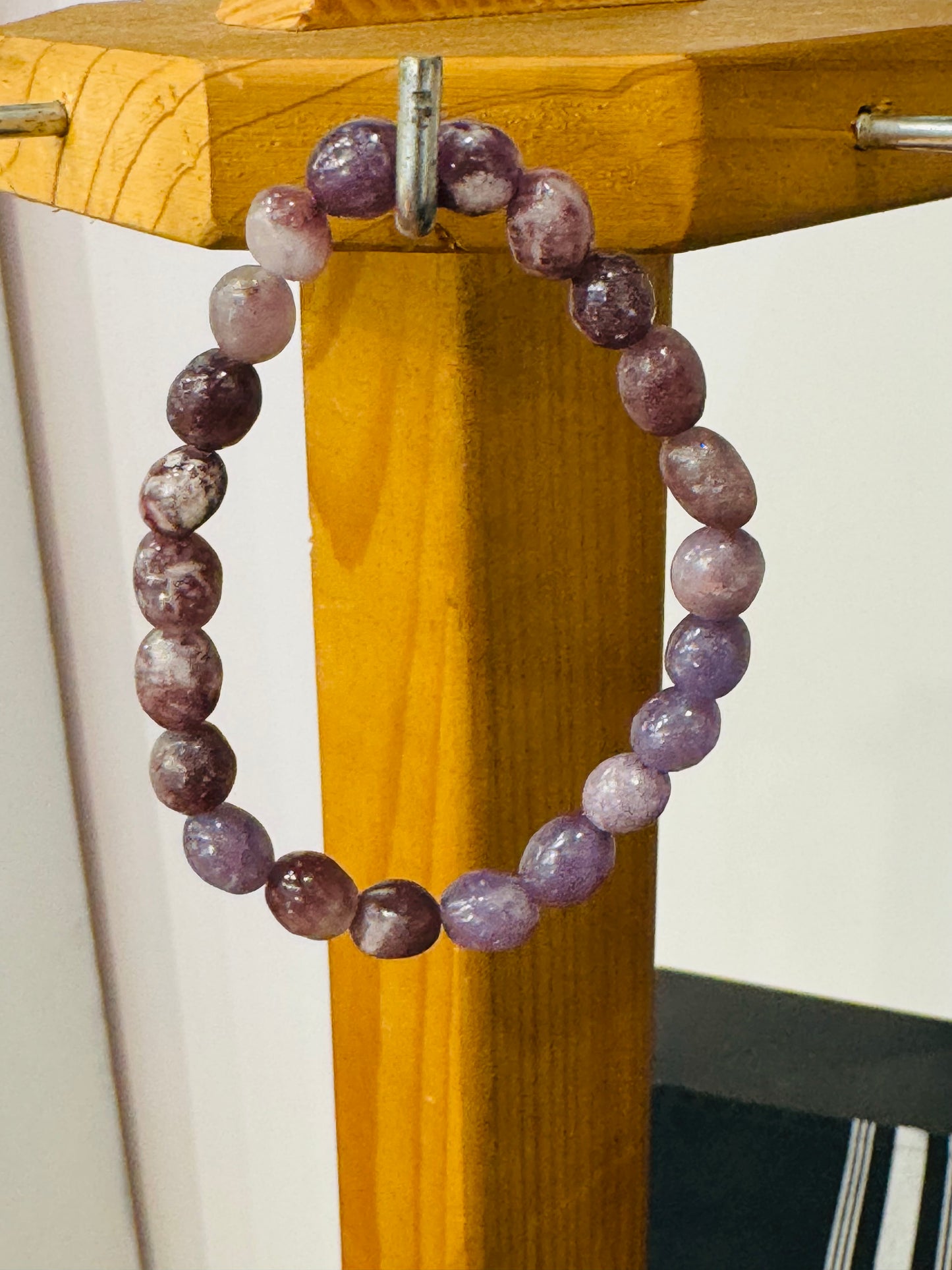 Lepidolite Nugget Beaded Stretch Gemstone Bracelet 5 mm