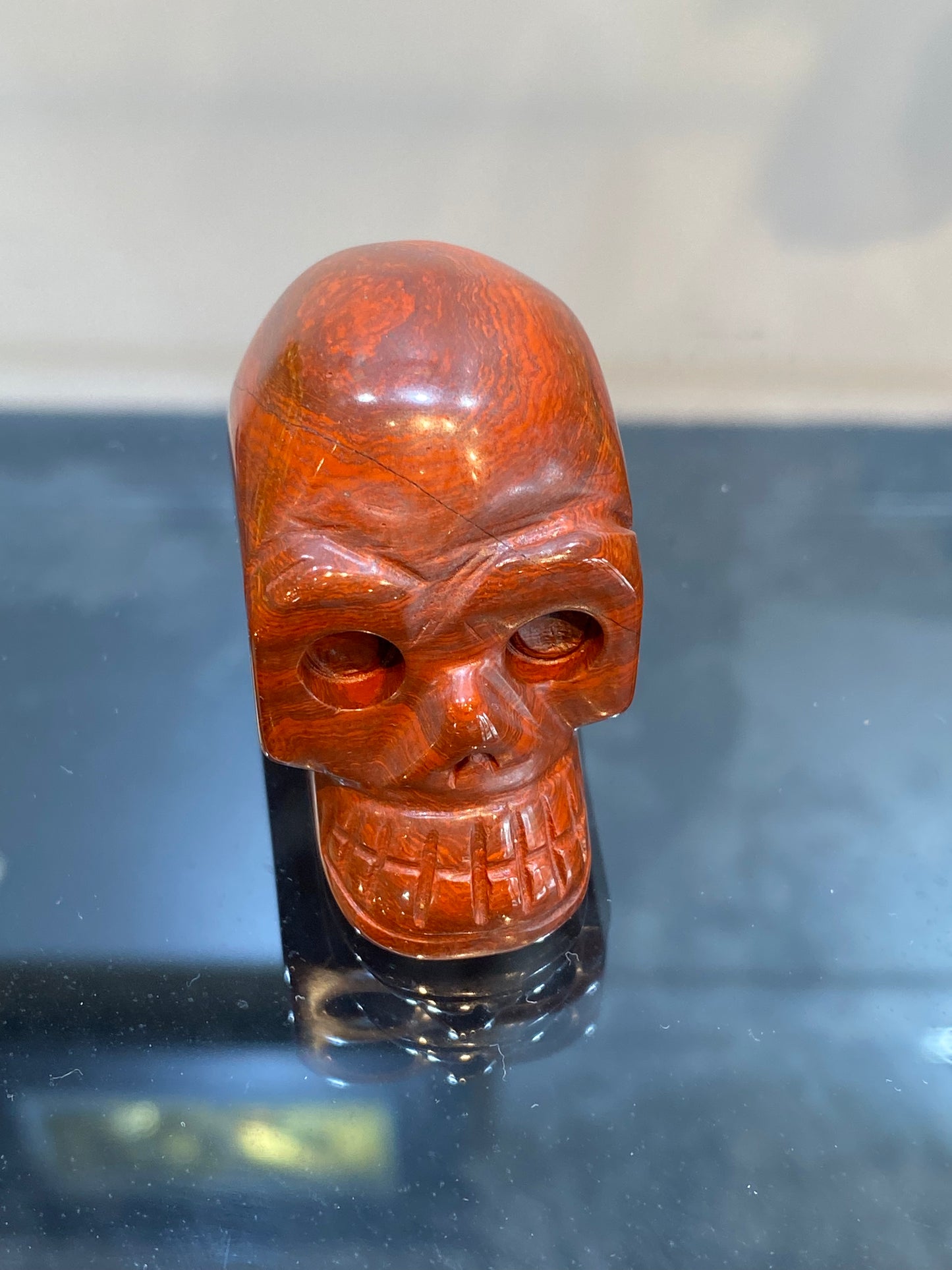 Polished Natural Hand Carved Red Jasper Crystal Skull Small