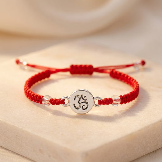 Red String Om Bracelet – Adjustable Spiritual Protection Bracelet for Peace, Energy Balance & Mindfulness