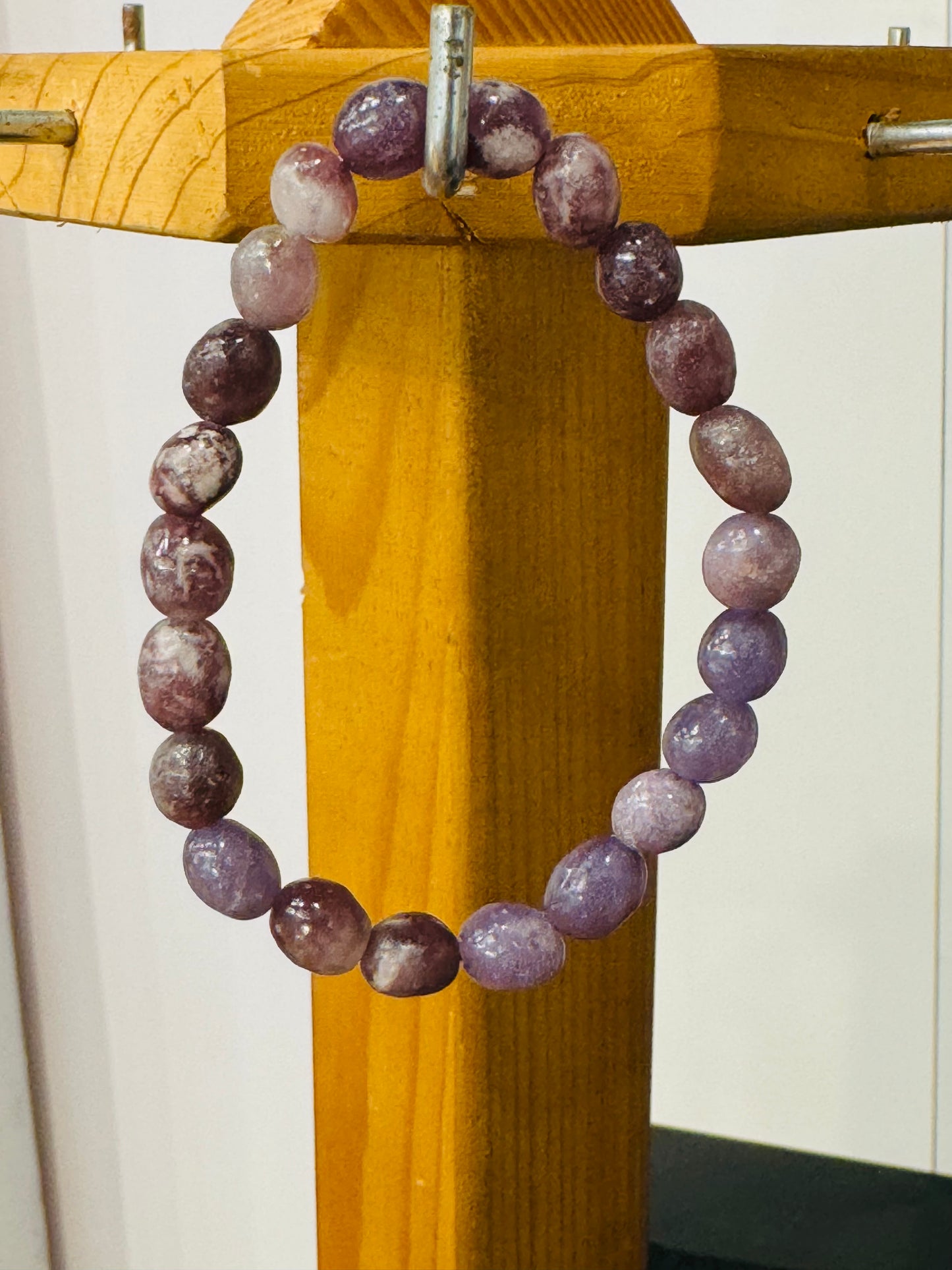 Lepidolite Nugget Beaded Stretch Gemstone Bracelet 5 mm