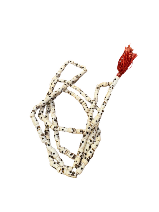 Handmade Bone Skull Mala Prayer Bead Necklace