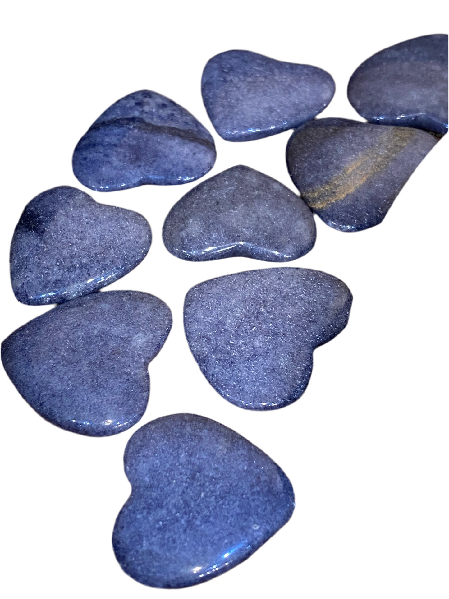 Blue Aventurine Heart Tumbled Hand Carved Polished Flat