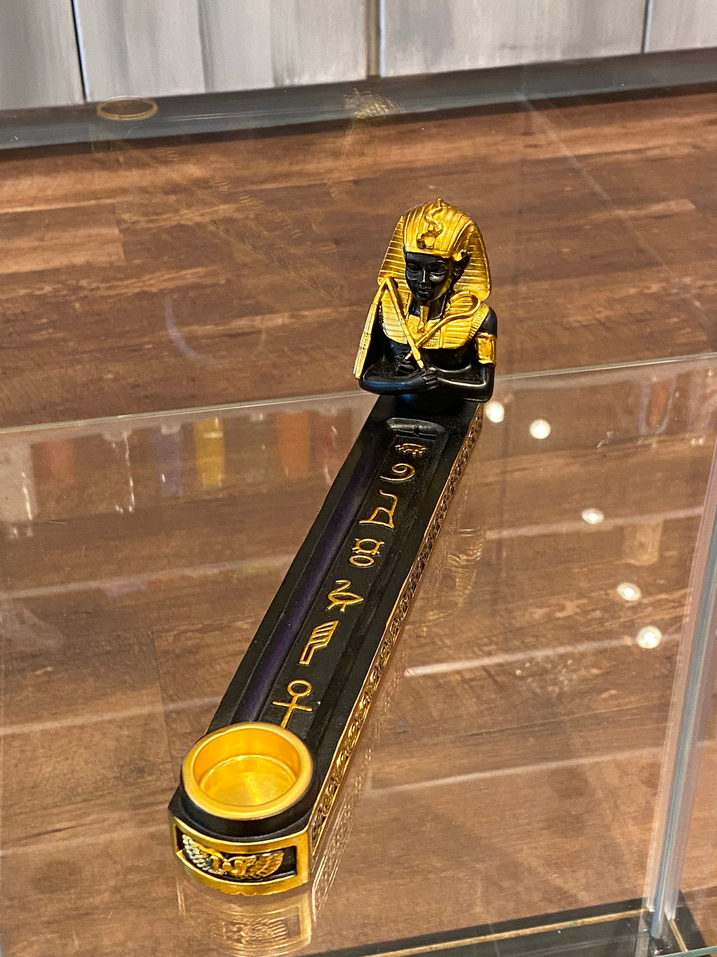 Black And Gold Pharaoh King Incense Stick and Cone Holder