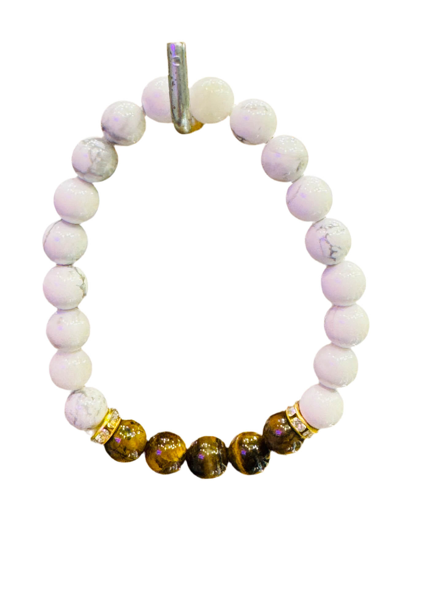 Howlite and Tiger Eye Beaded Bracelet