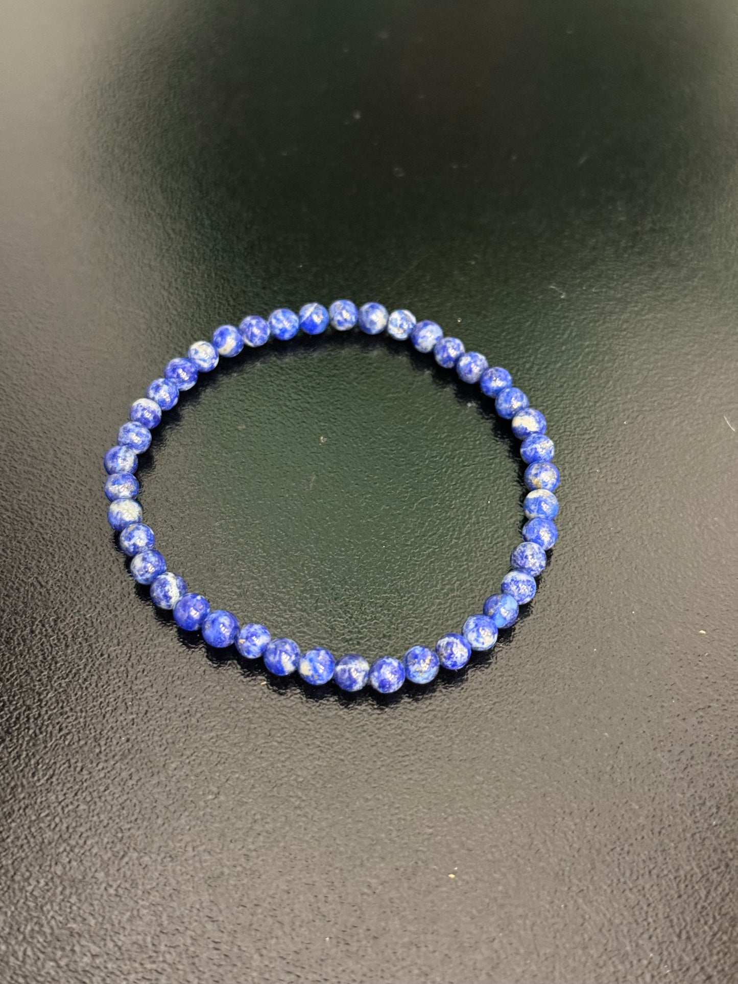 Lapis Lazuli Round Beaded Gemstone Bracelet 4mm