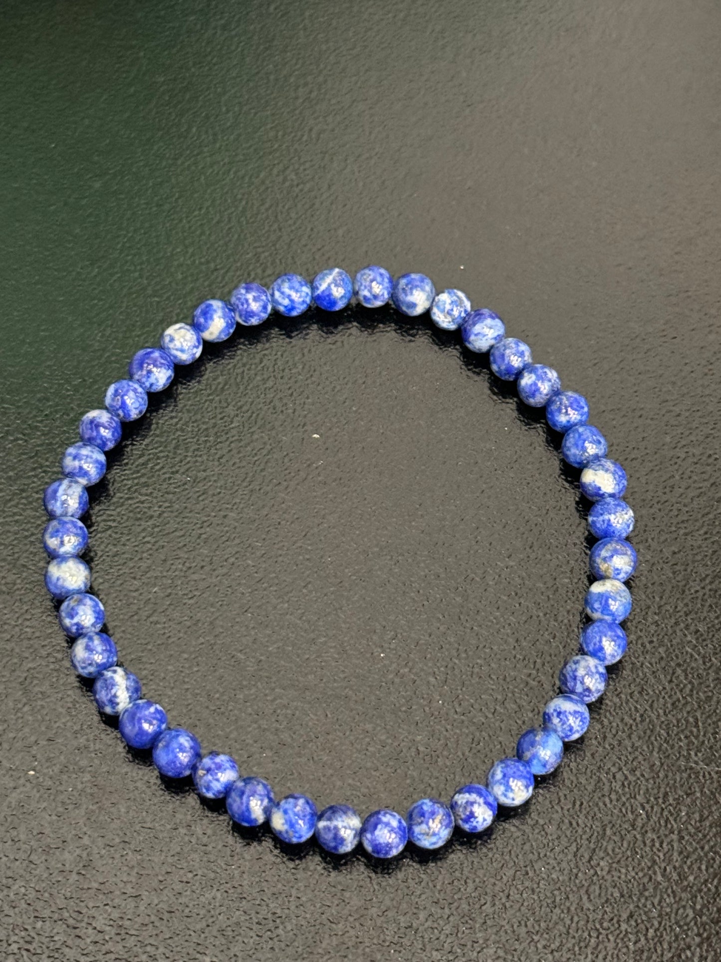 Lapis Lazuli Round Beaded Gemstone Bracelet 4mm