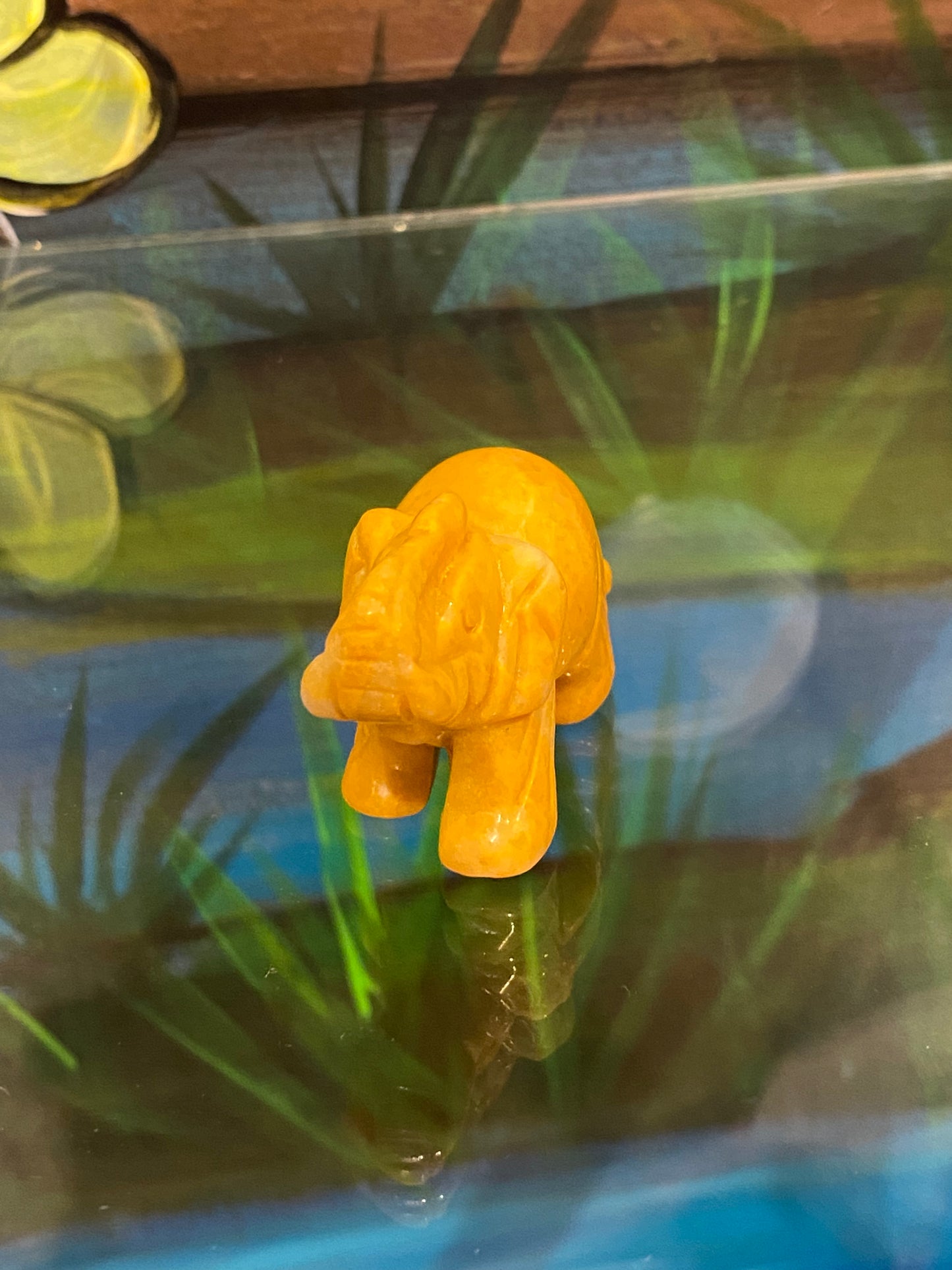 Yellow Jasper Polished Hand Carved Spirit Animal Elephant