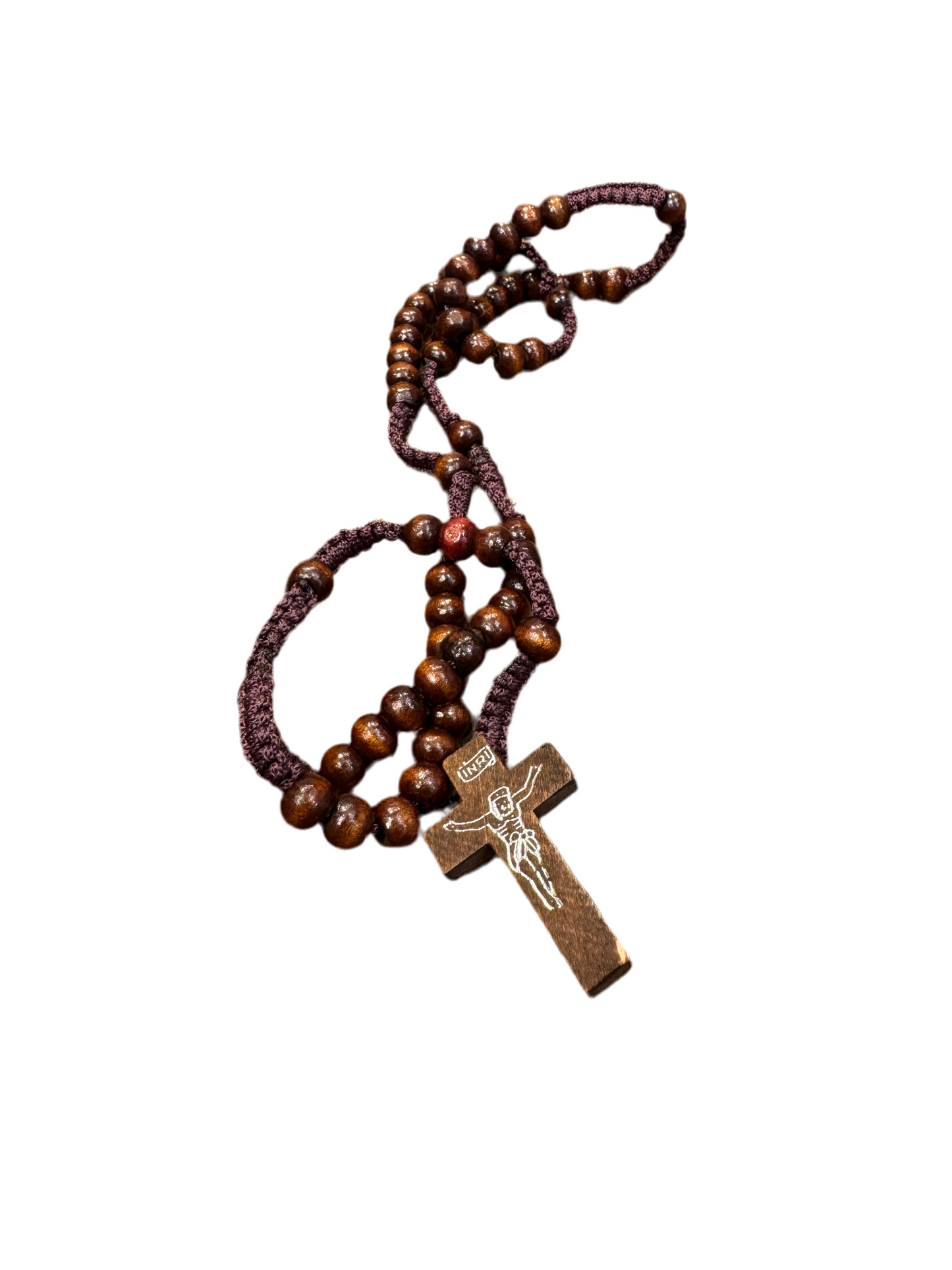 Dark Brown Wood Rosary Beads With Jesus On Cross